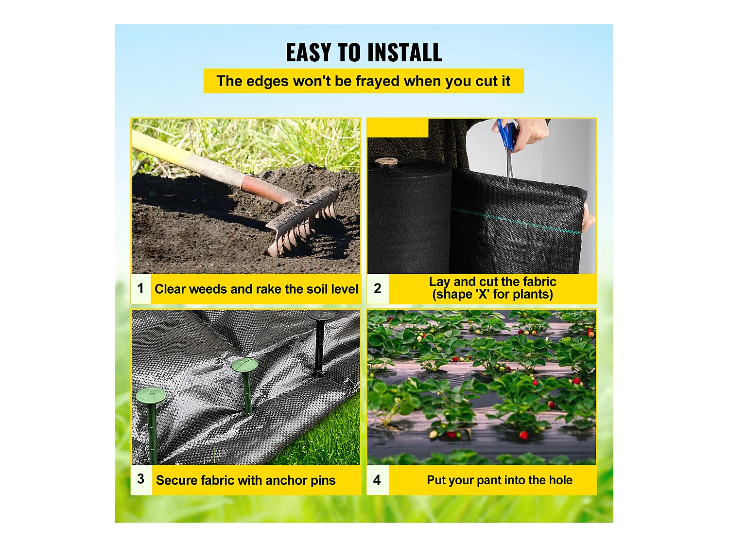 Toile de Paillage SucceBuy, pour Couvre-Sol et Barrière Contre les Mauvaises Herbes, 0,16 kg, 1220 x 3040 cm