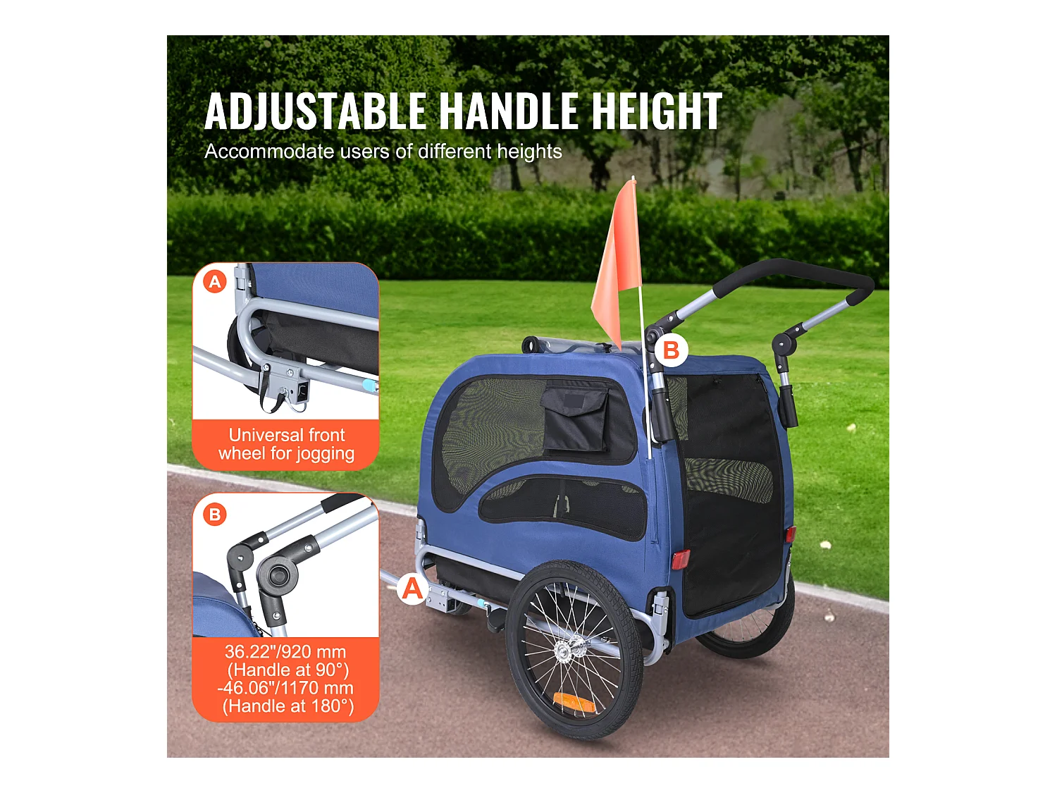 Remorque et Poussette SucceBuy, pour Animaux de Compagnie, Porte-Chien et Chat, Charge de 45 kg, Résistant à L'eau