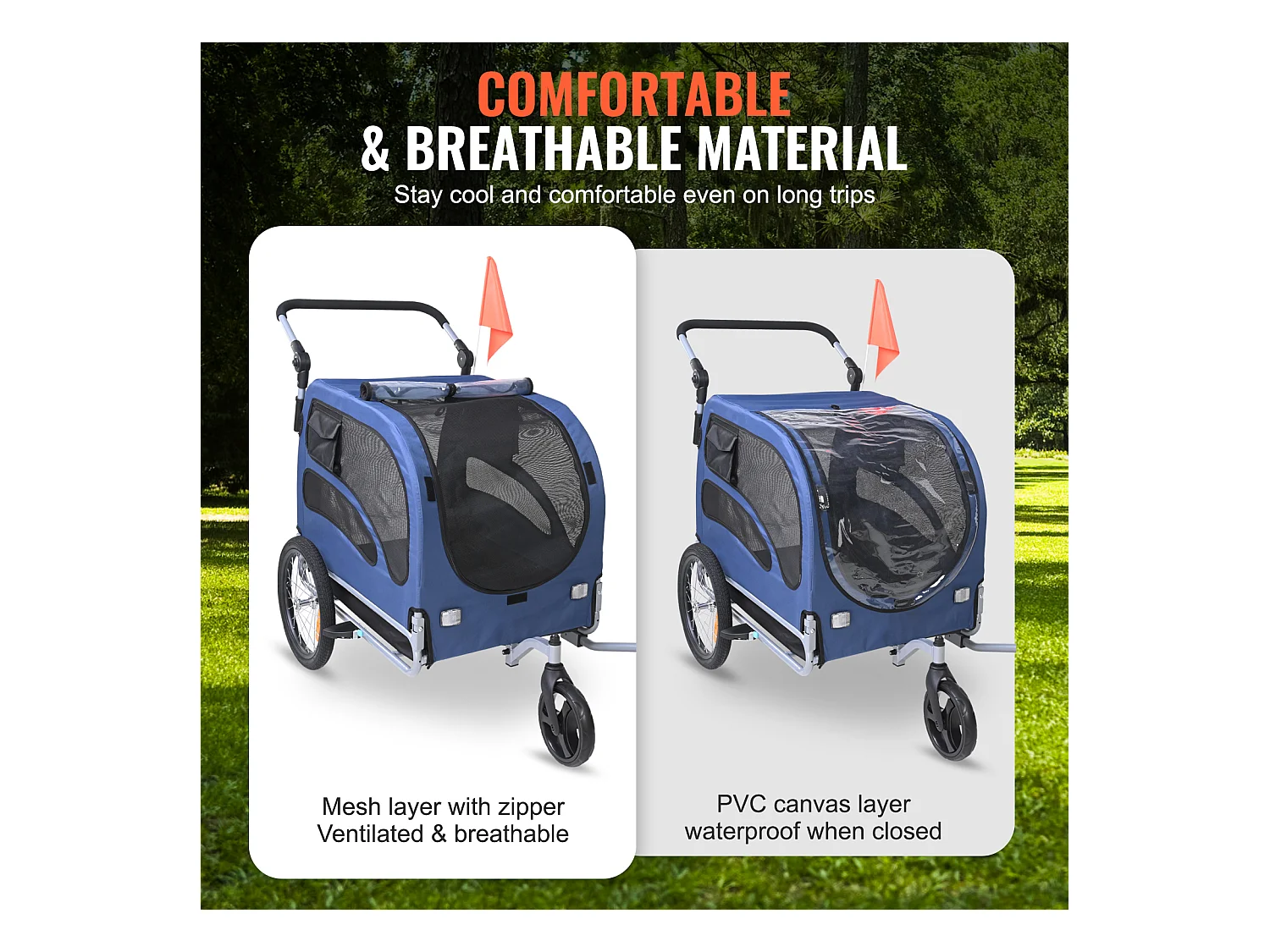 Remorque et Poussette SucceBuy, pour Animaux de Compagnie, Porte-Chien et Chat, Charge de 45 kg, Résistant à L'eau