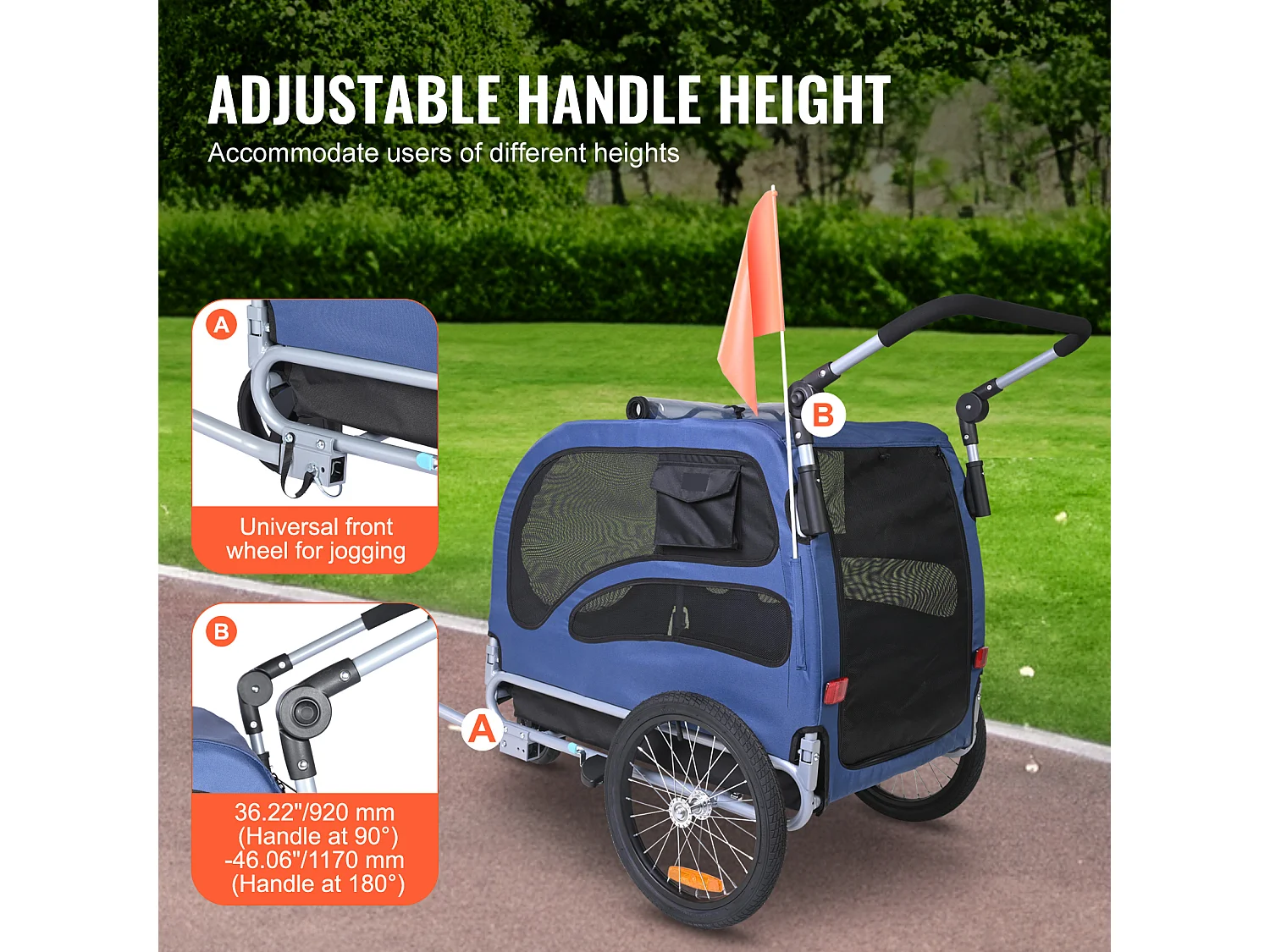 Remorque et Poussette SucceBuy, pour Animaux de Compagnie, Porte-Chien et Chat, Charge de 45 kg, Résistant à L'eau