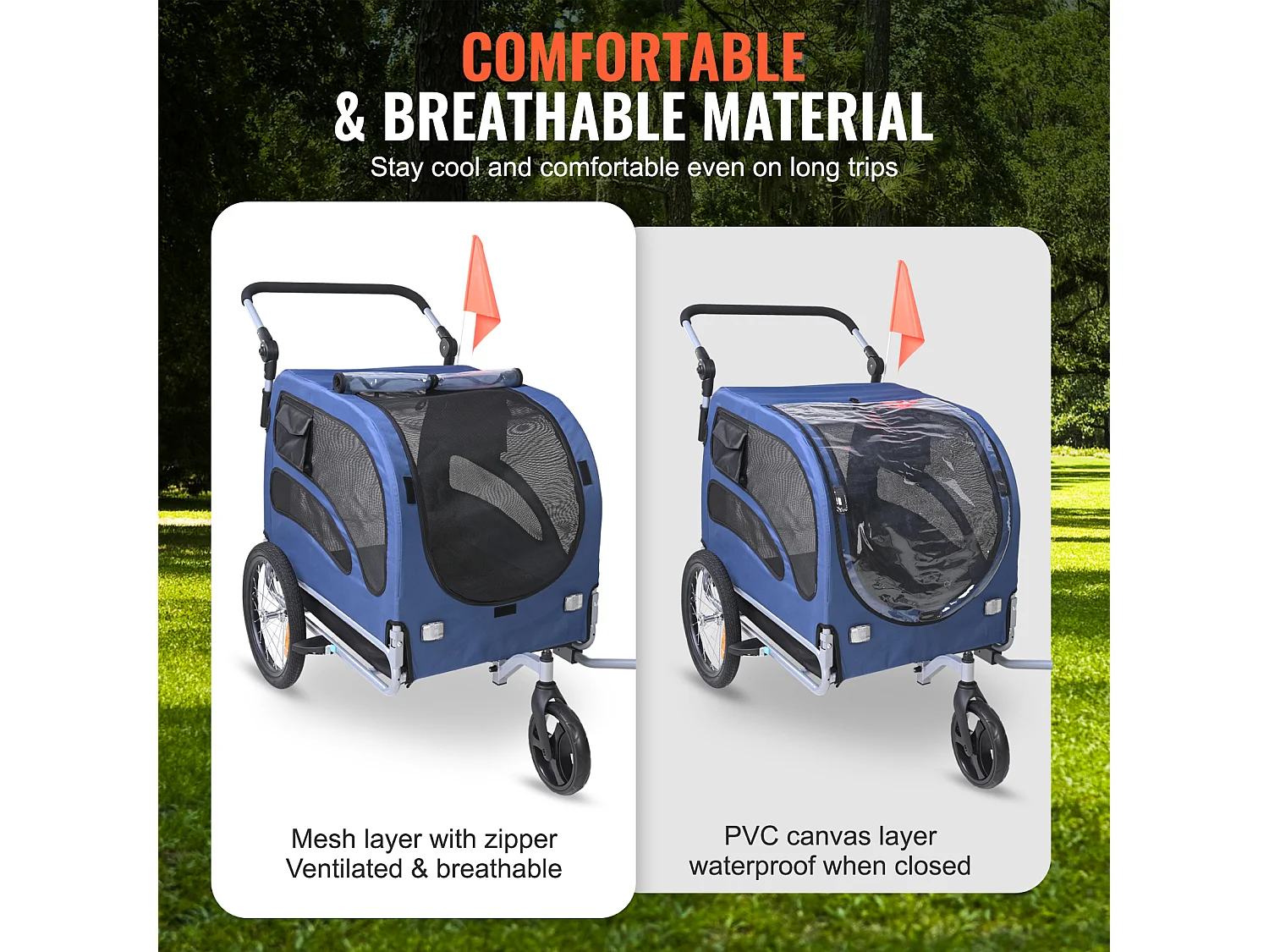 Remorque et Poussette SucceBuy, pour Animaux de Compagnie, Porte-Chien et Chat, Charge de 45 kg, Résistant à L'eau