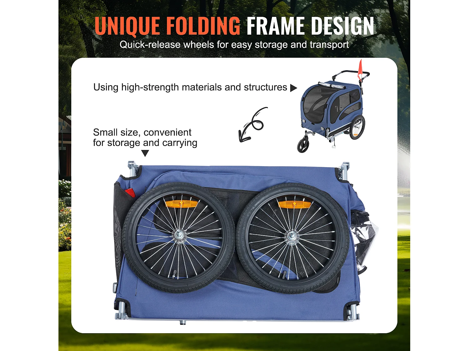 Remorque et Poussette SucceBuy, pour Animaux de Compagnie, Porte-Chien et Chat, Charge de 45 kg, Résistant à L'eau