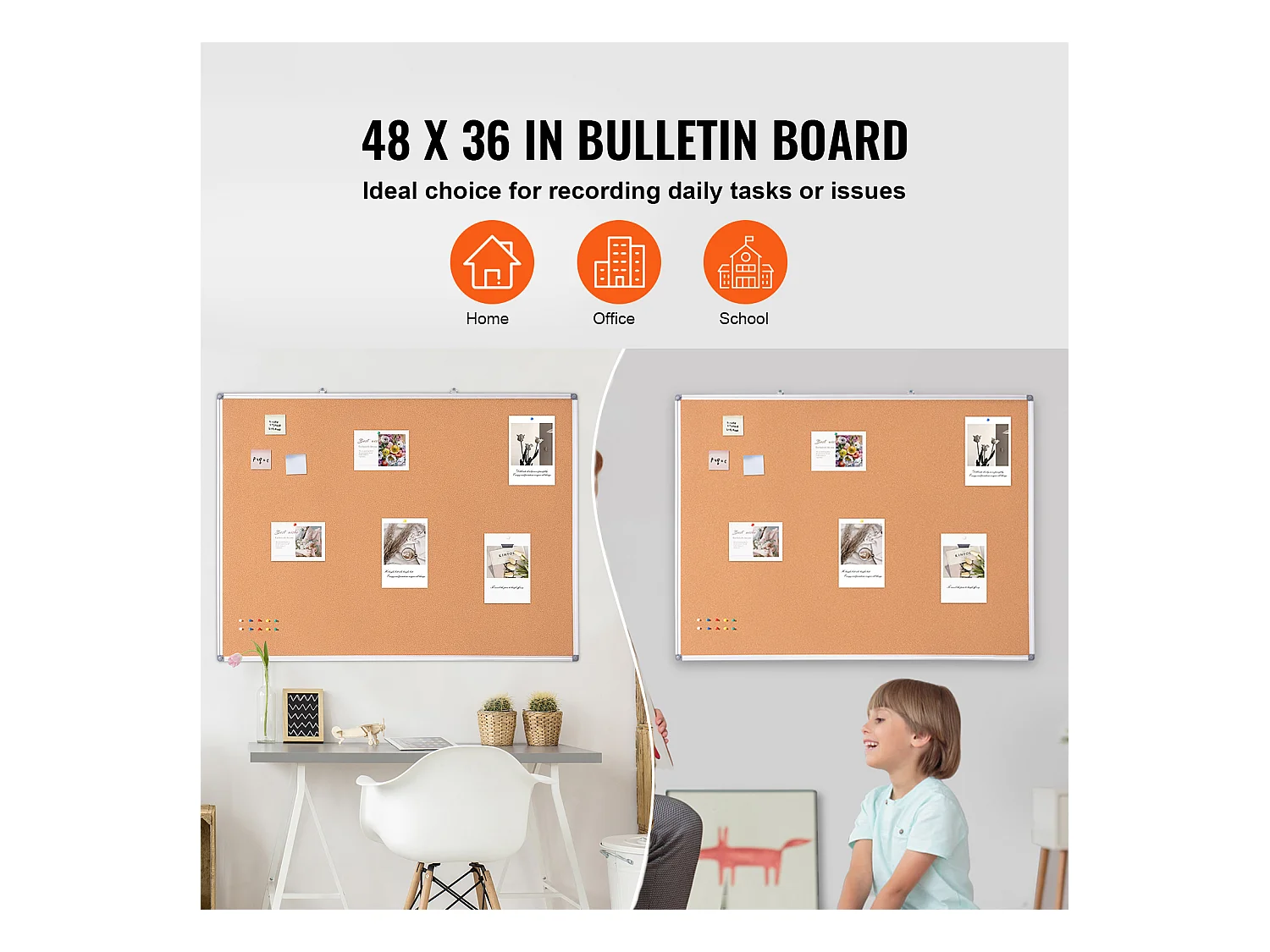 Tableau en Liège SucceBuy Grand Tableau en Liège 121.92cm x 91.44cm - Tableau d'Affichage Mural avec Tableau d'Affichage