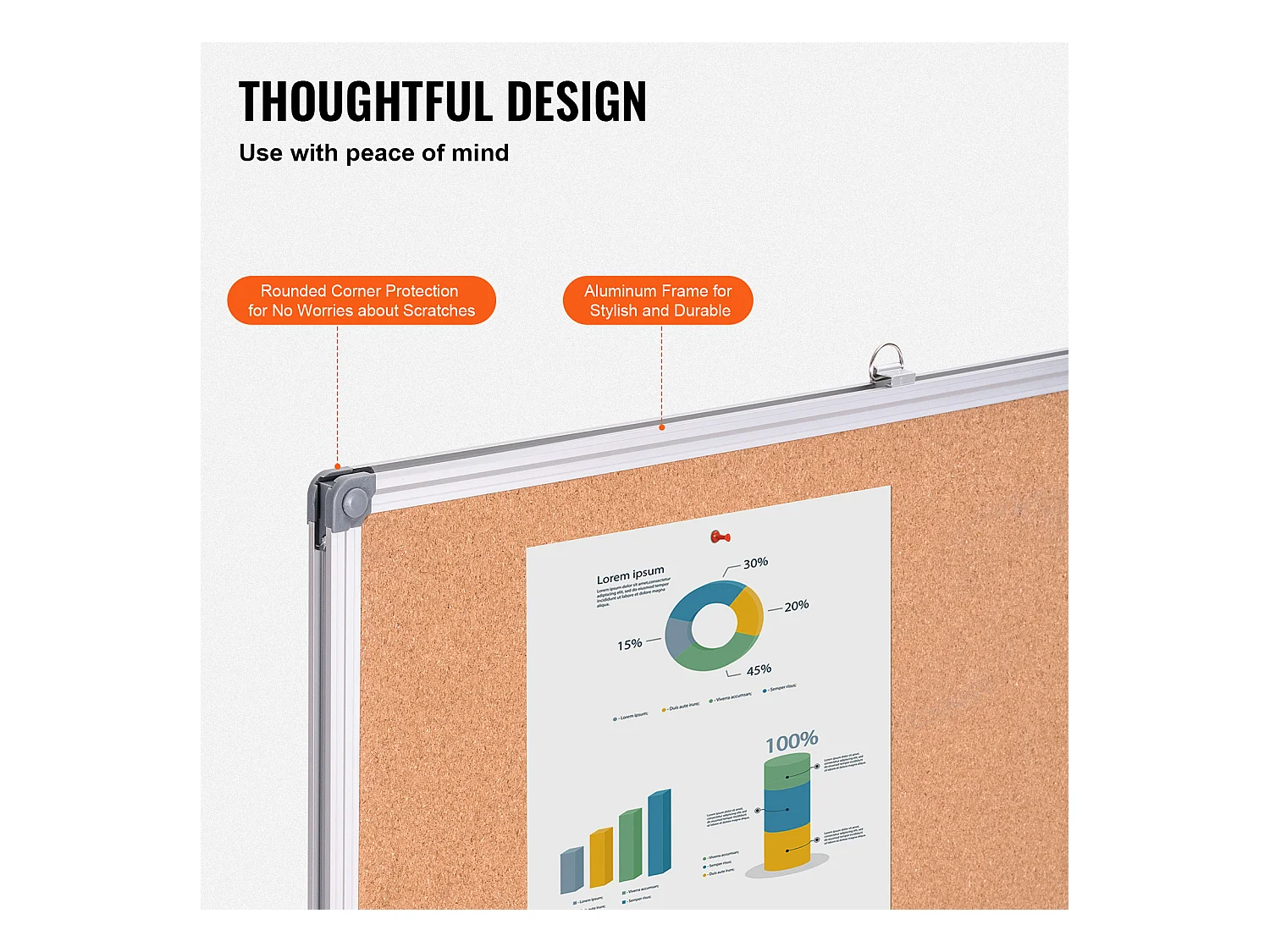 Tableau en Liège SucceBuy Grand Tableau en Liège 121.92cm x 91.44cm - Tableau d'Affichage Mural avec Tableau d'Affichage