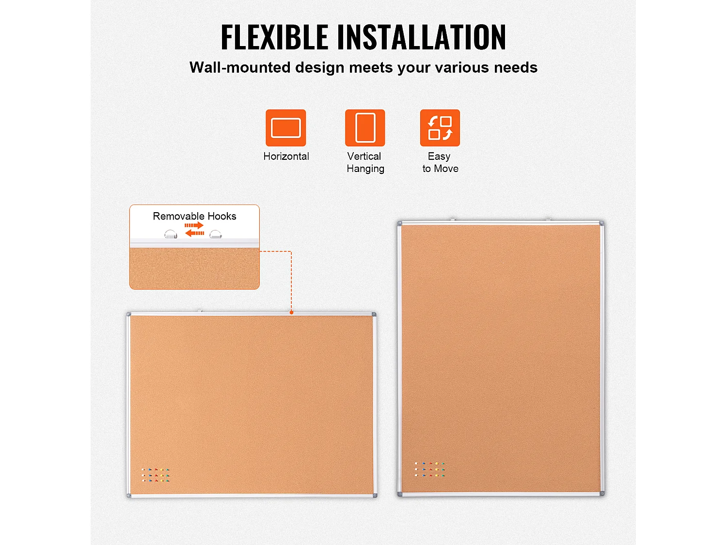 Kurkbord SucceBuy Groot Prikbord 121,92 cm x 91,44 cm - Wandgemonteerd Prikbord met Mededelingenbord