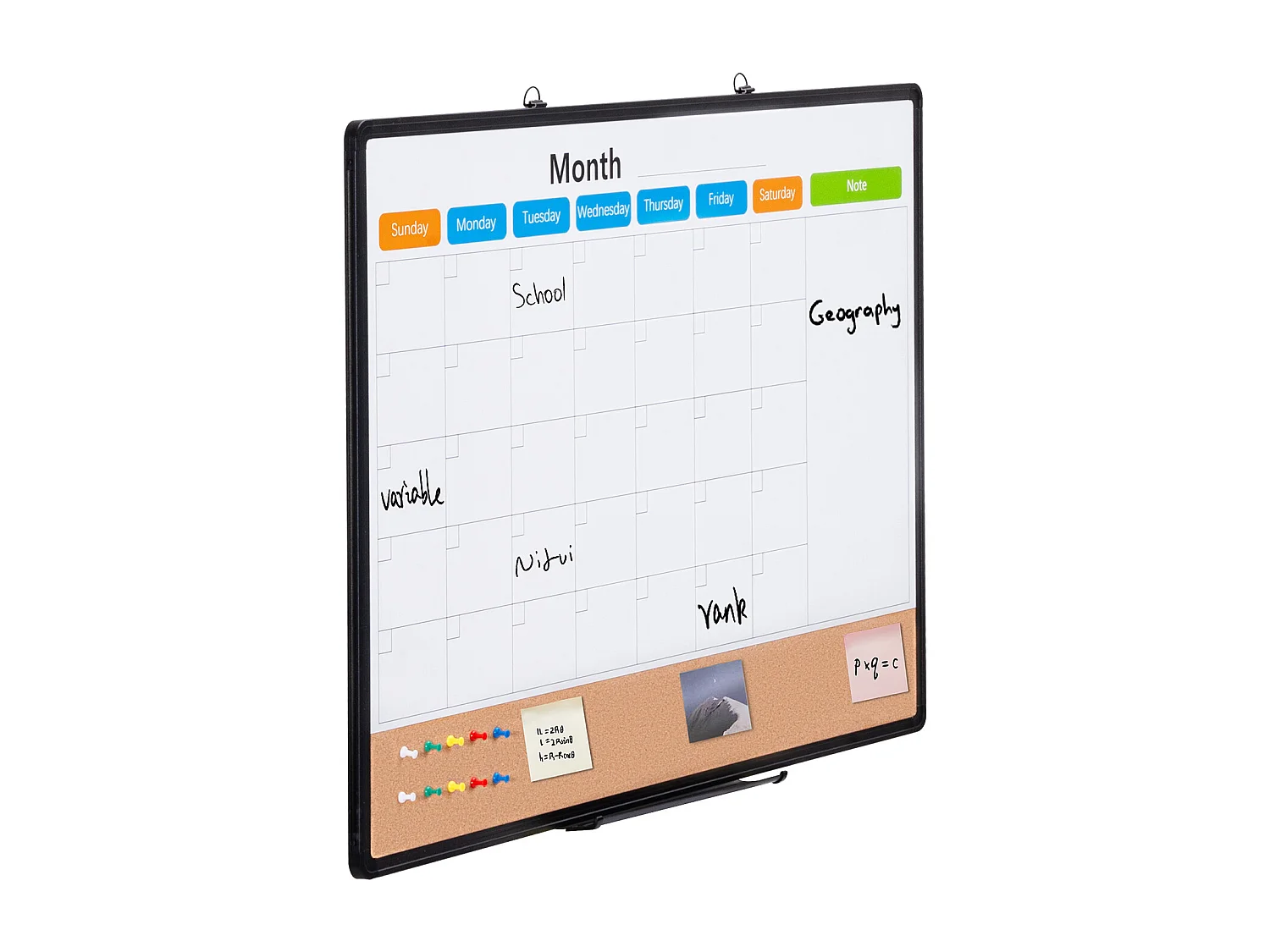 Tableau en Liège SucceBuy 91.44cm x 60.96cm Calendario Mensile Lavagna Bianca e Bacheca in Sughero Combo per Casa, Ufficio