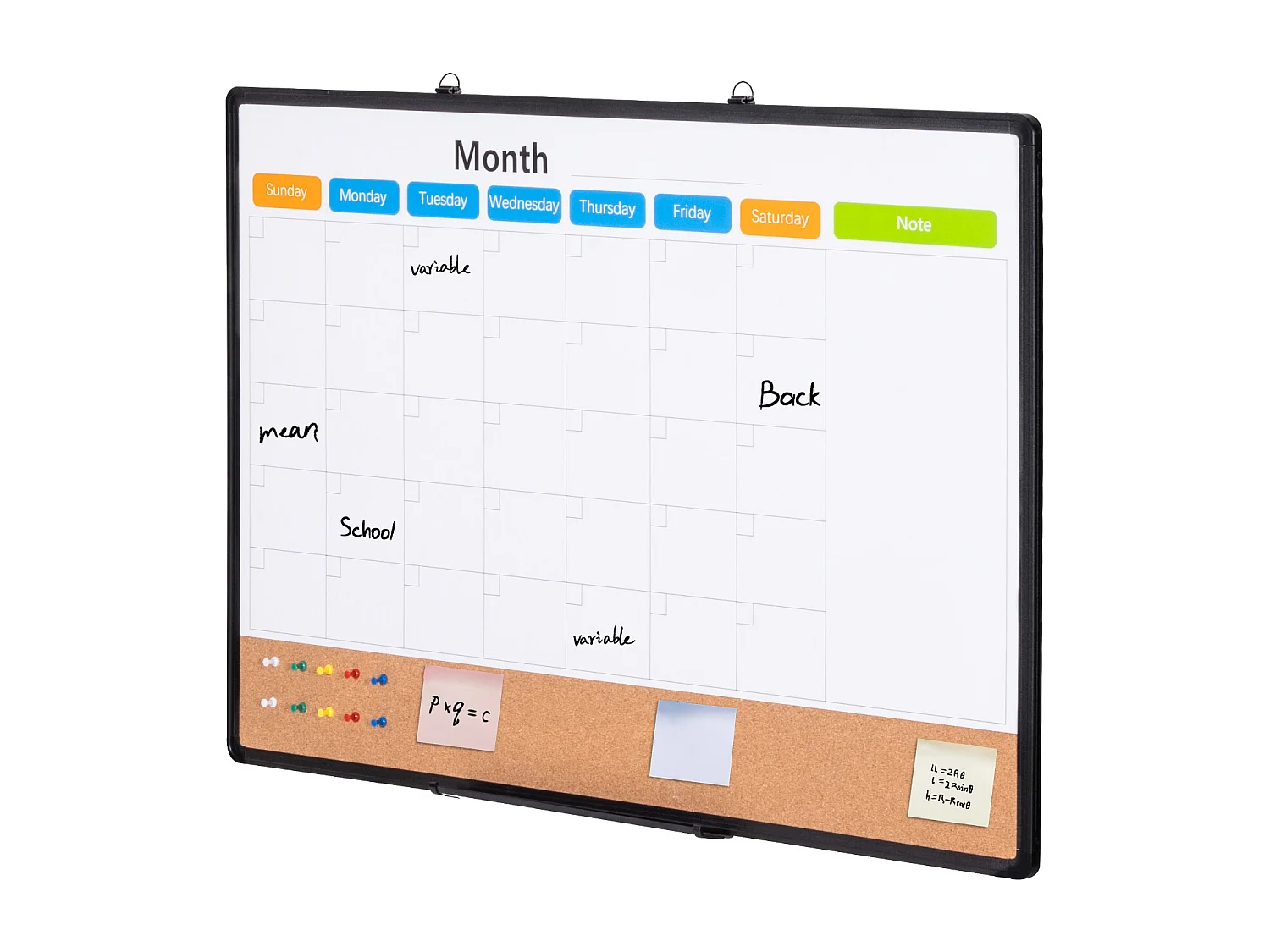 Tableau en Liège SucceBuy 91.44cm x 60.96cm Calendario Mensile Lavagna Bianca e Bacheca in Sughero Combo per Casa, Ufficio