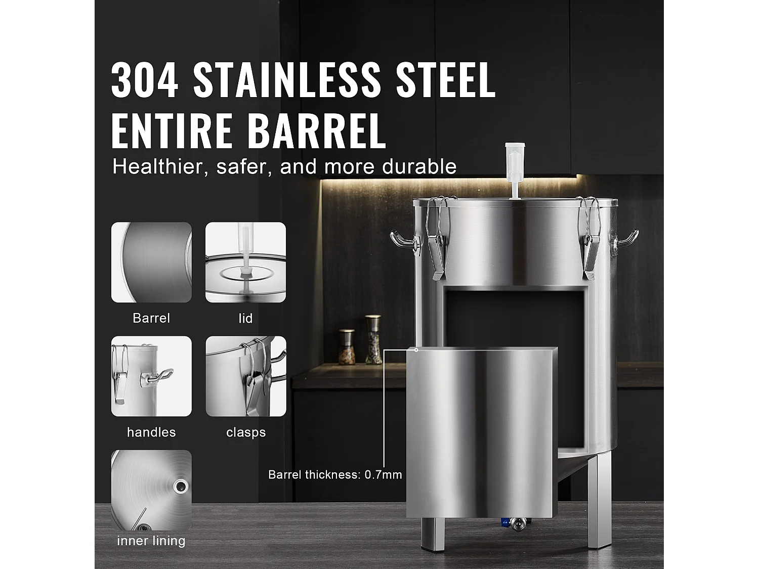 Brouwtank, SucceBuy 60-L Roestvrijstalen Thuisbrouwtankset met Bierfermentor