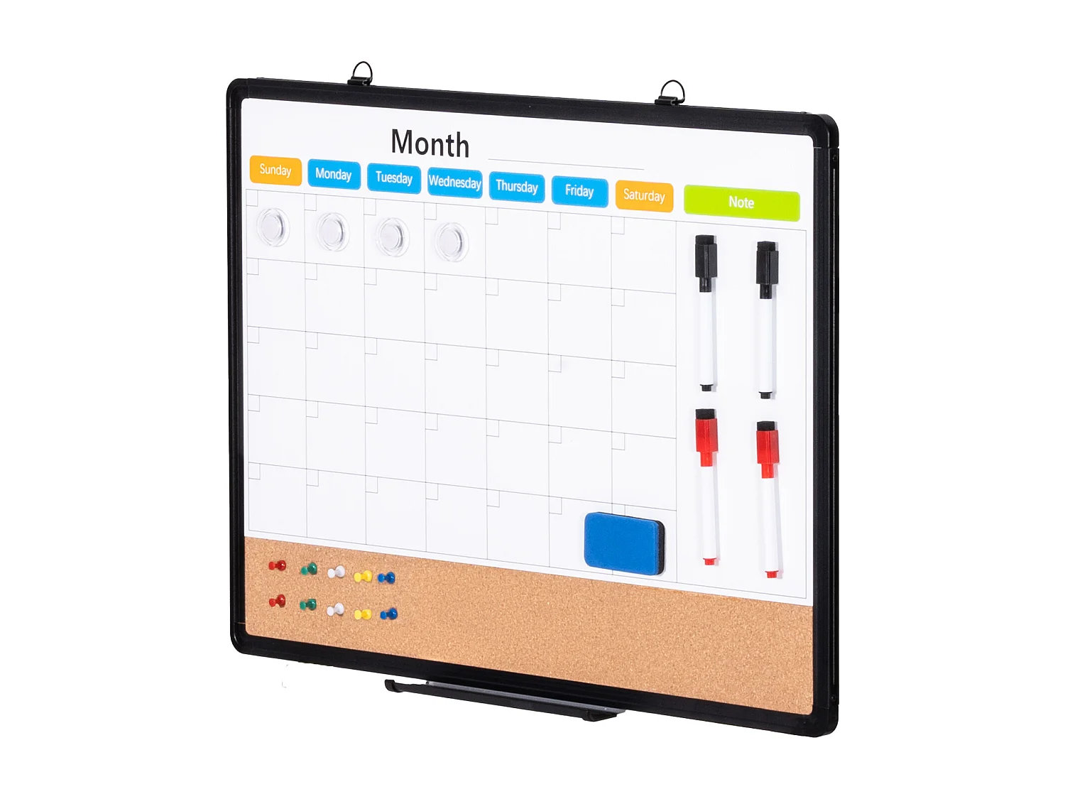 Tablica Korkowa SucceBuy 60,96 cm x 45,72 cm Miesięczny Kalendarz, Tablica Biała i Tablica Korkowa Combo do Domu, Biura