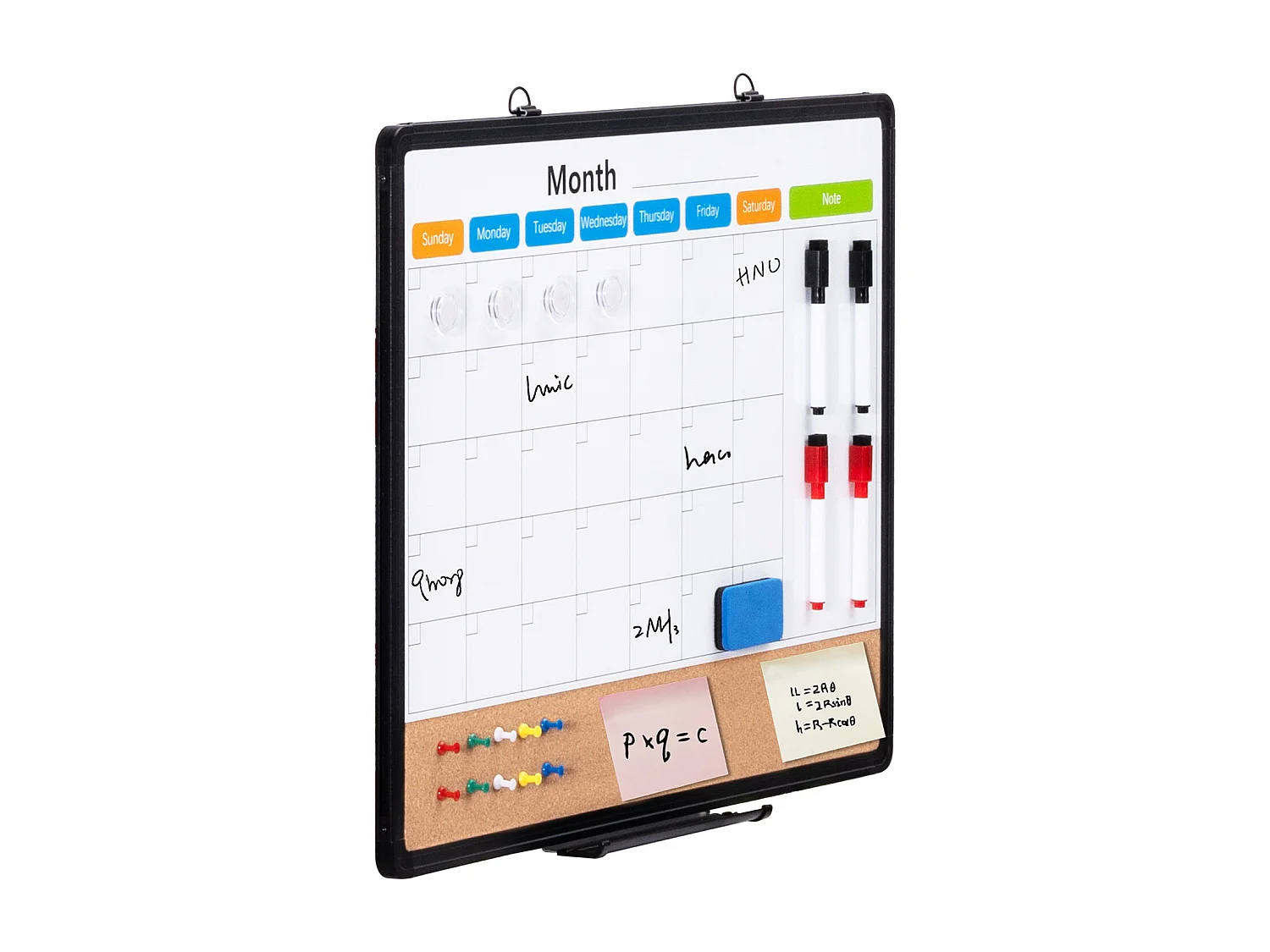 Tablica Korkowa SucceBuy 60,96 cm x 45,72 cm Miesięczny Kalendarz, Tablica Biała i Tablica Korkowa Combo do Domu, Biura