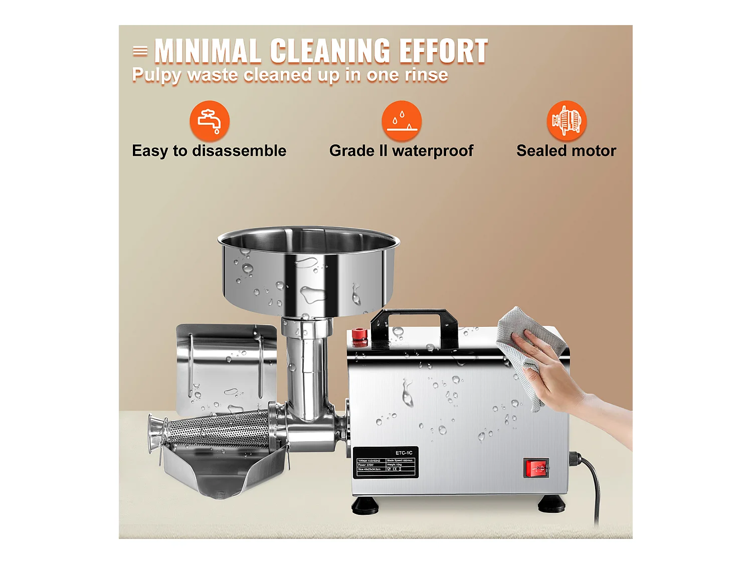 Espremedor De Tomates Elétrico SucceBuy Espremedor De Tomates Elétrico 370 W, Picadora Em Aço Inoxidável, Peneira Alimentar E Máquina De Molho