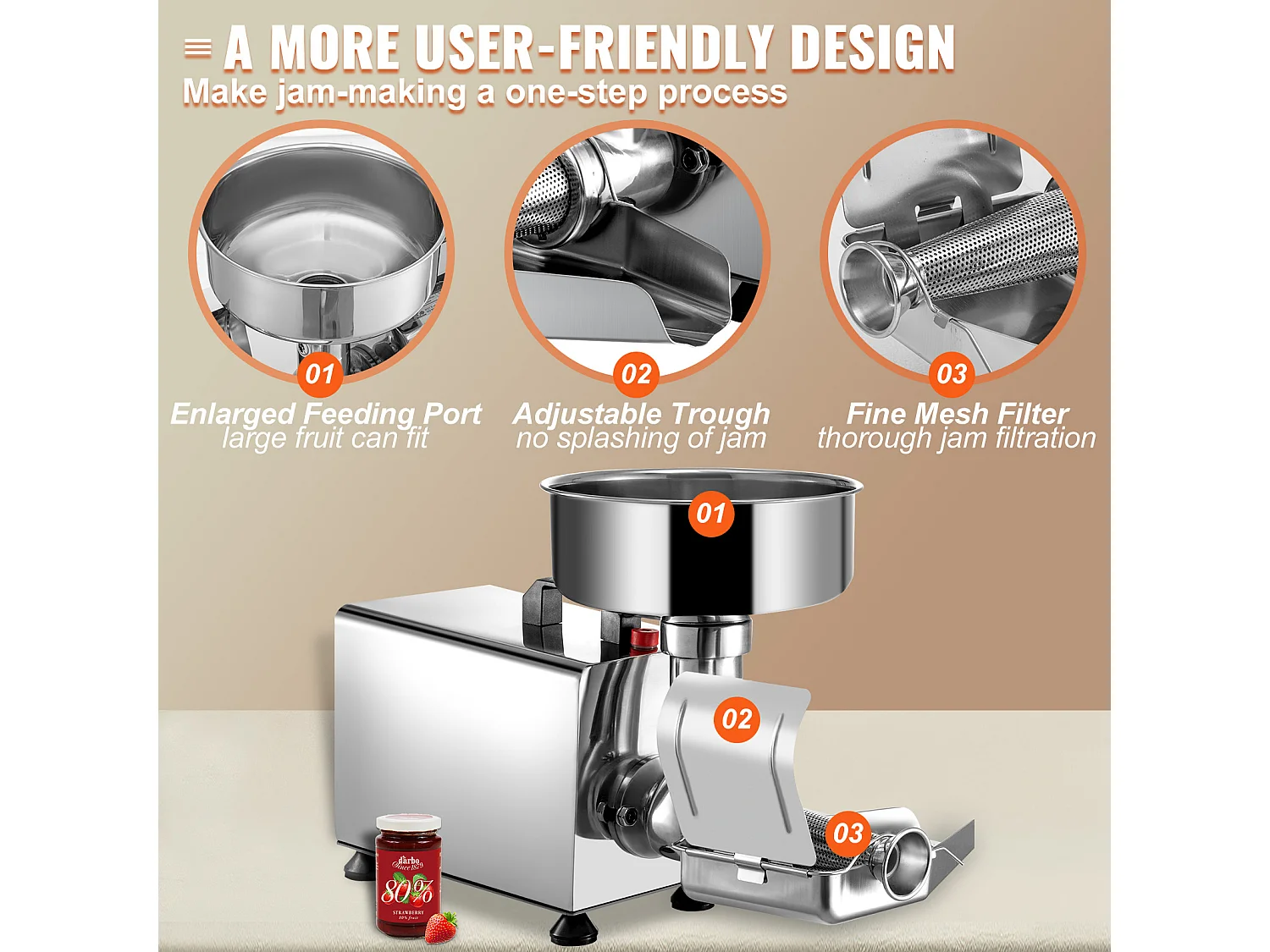 Presse Tomates électrique SucceBuy Passoire à Tomates électrique 370 W, Fraiseuse en Acier Inoxydable, Passoire Alimentaire et Machine à Sauce