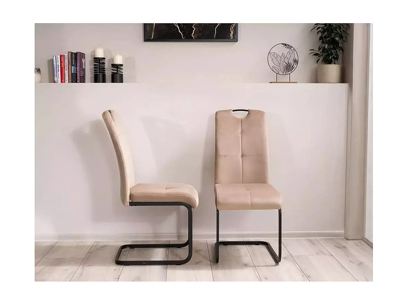 Stuhl Axo V /Metall&Stoffbezug/Schwarz&Beige