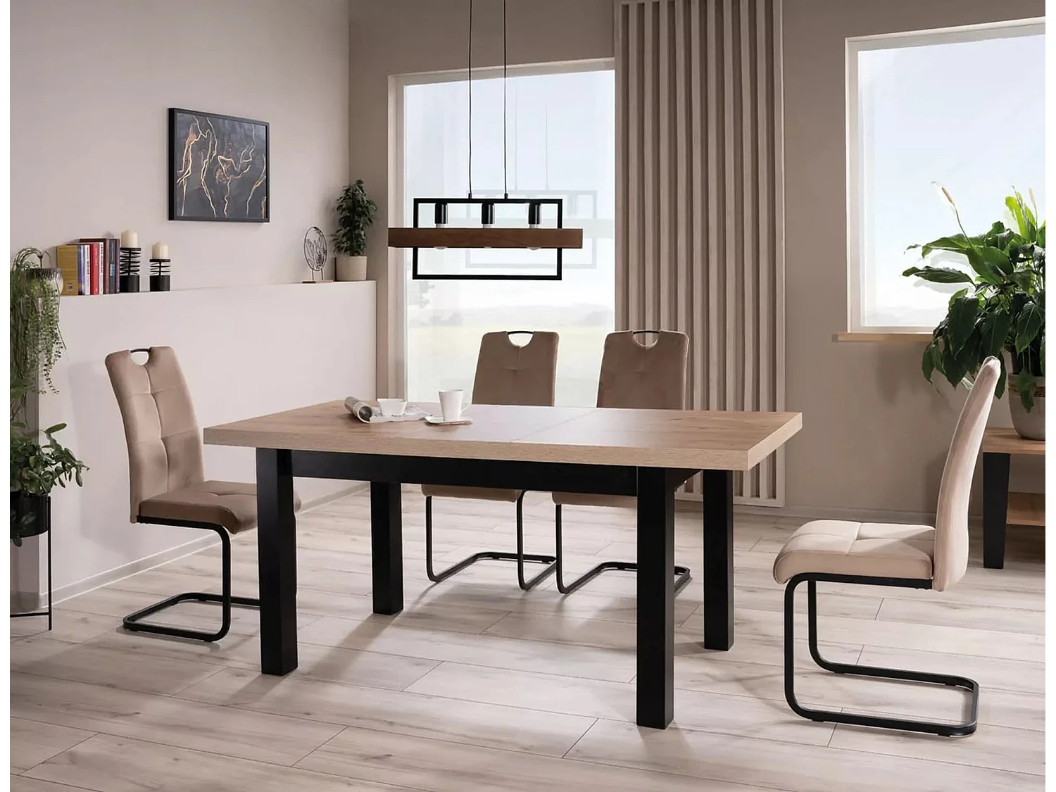 Stuhl Axo V /Metall&Stoffbezug/Schwarz&Beige