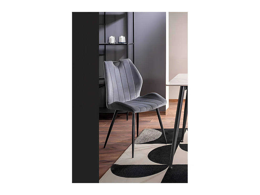 Sedia Arco Velluto/Rivestimento in Tessuto Metallico/Grigio