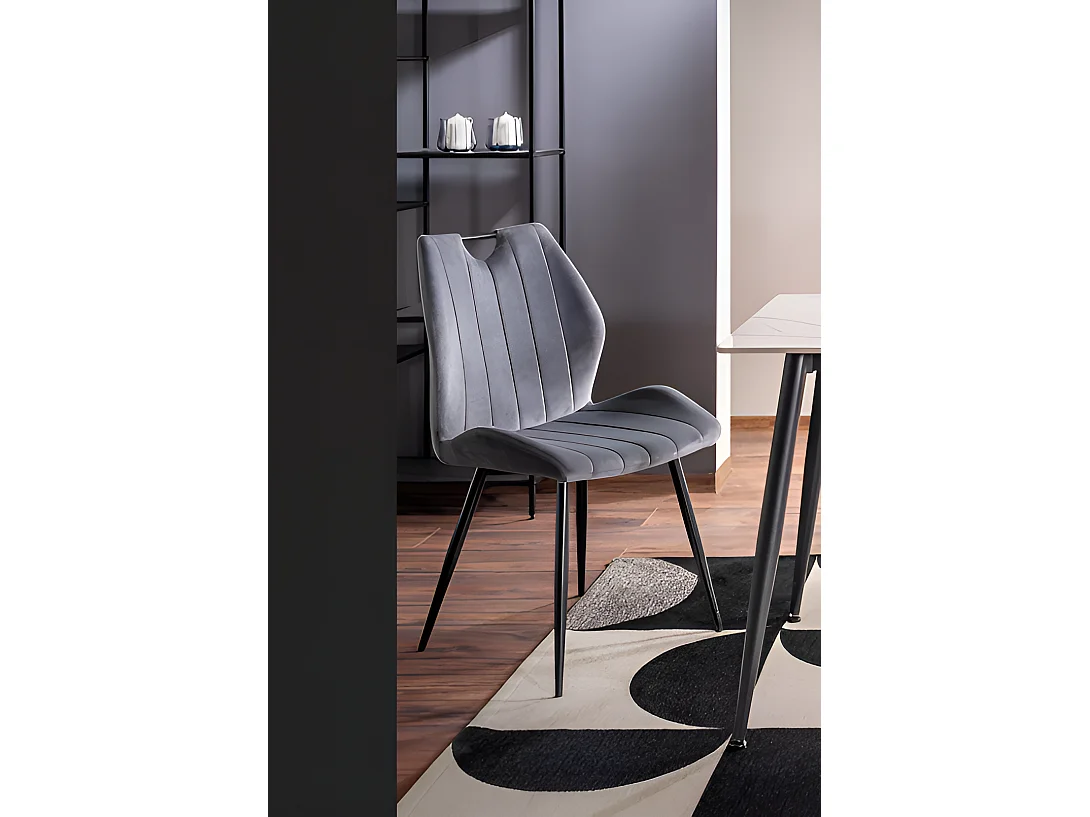 Chaise Arco Velours/Tissu Métal/Gris