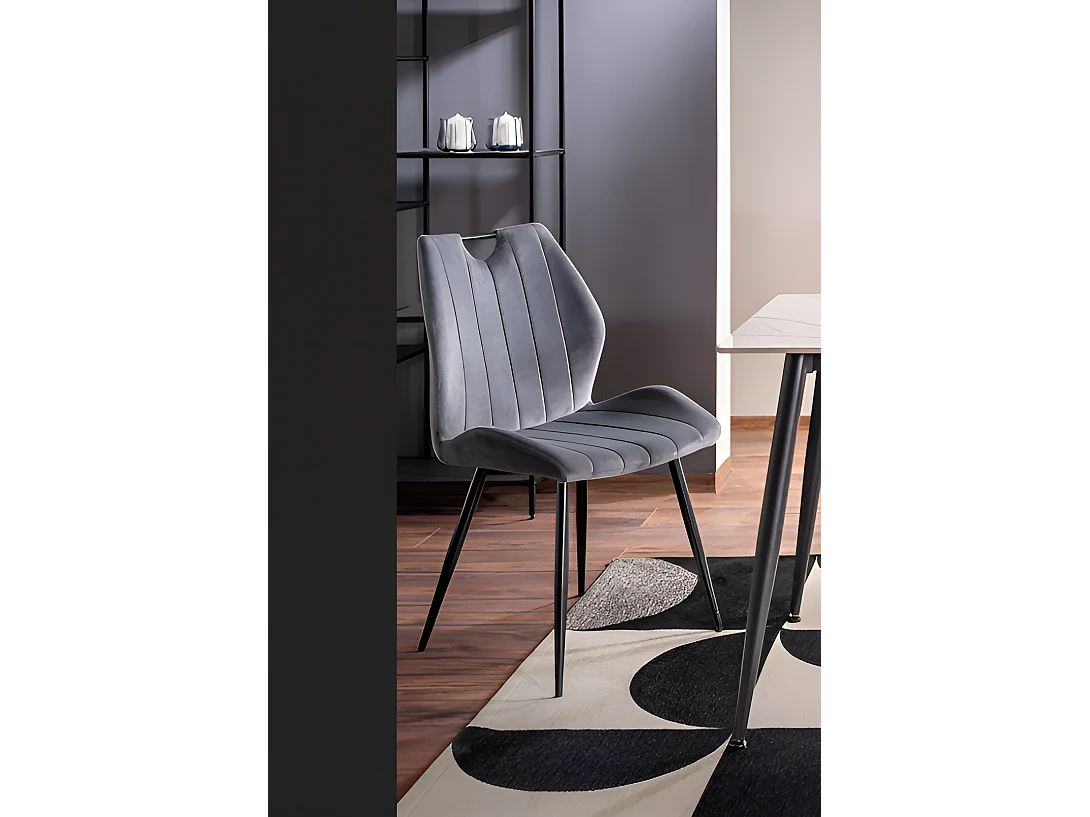 Chaise Arco Velours/Tissu Métal/Gris