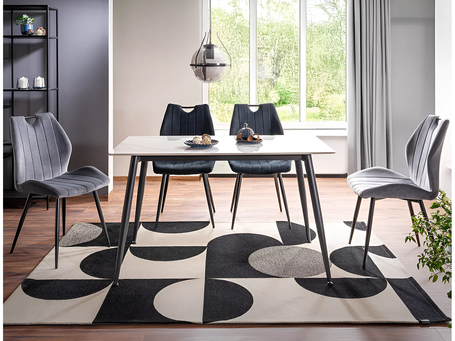 Chaise Arco Velours/Tissu Métal/Gris