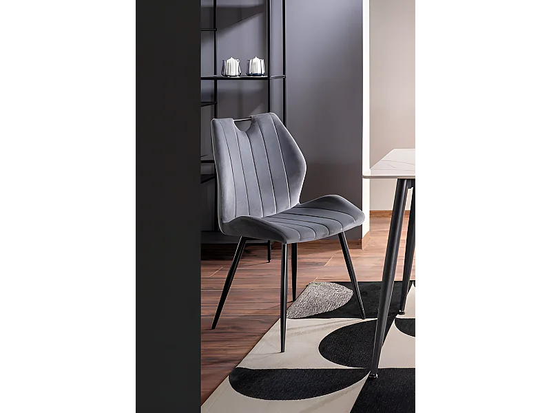 Stuhl Arco Velvet/Metall&Stoffbezug/Grau