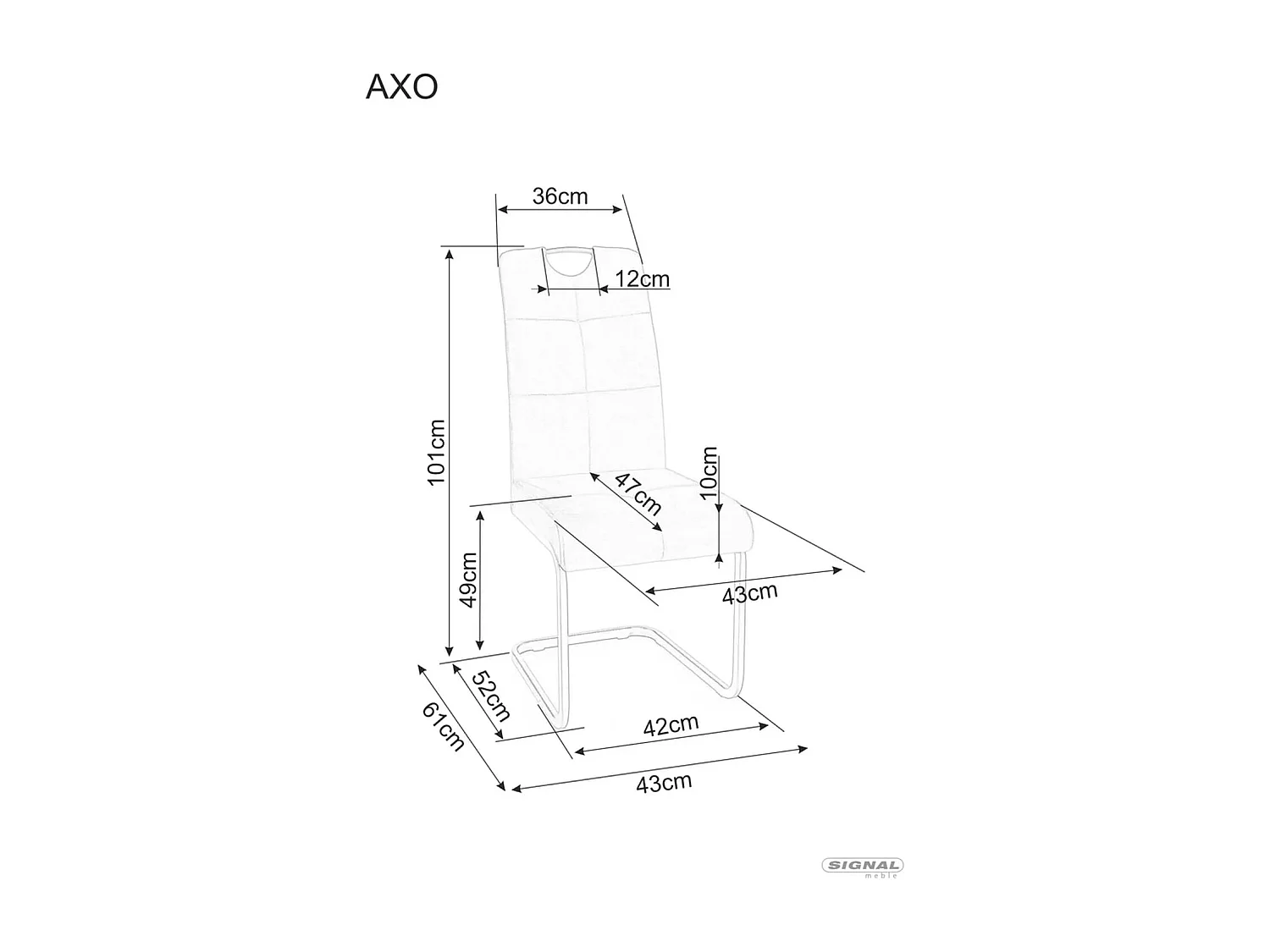 Stuhl Axo V /Metall&Stoffbezug/Schwarz