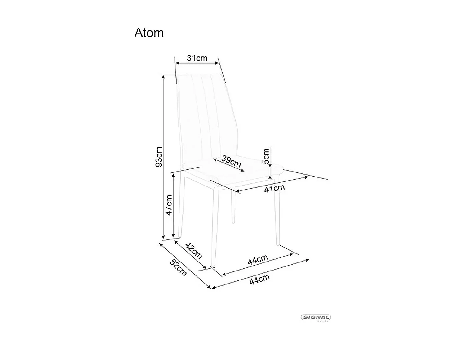 Stuhl Atom Velvet/Metall&Stoffbezug/Grau