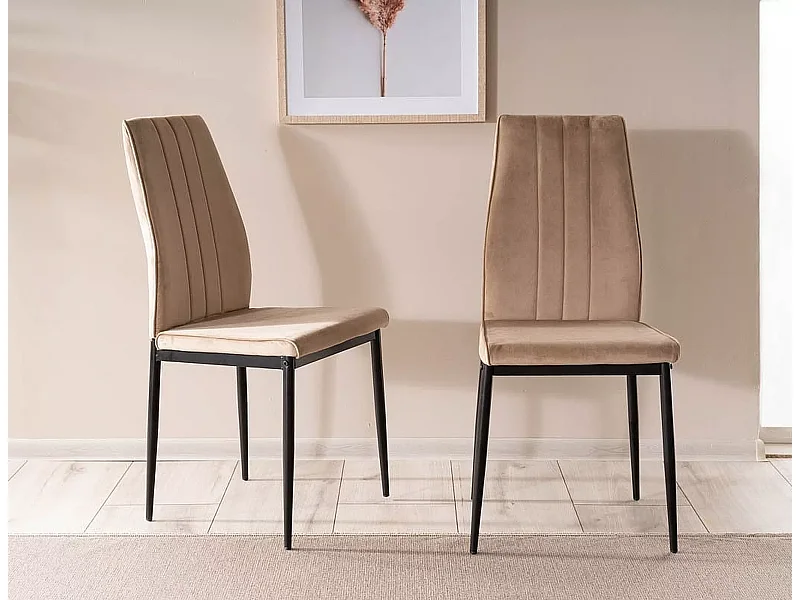 Stuhl Atom Velvet/Metall&Stoffbezug/Beige