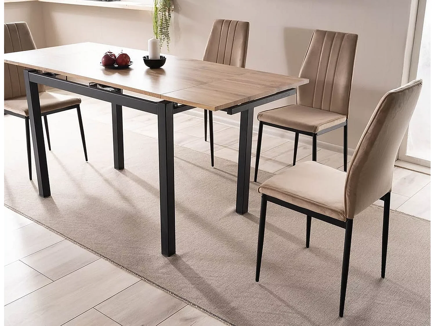 Stuhl Atom Velvet/Metall&Stoffbezug/Beige