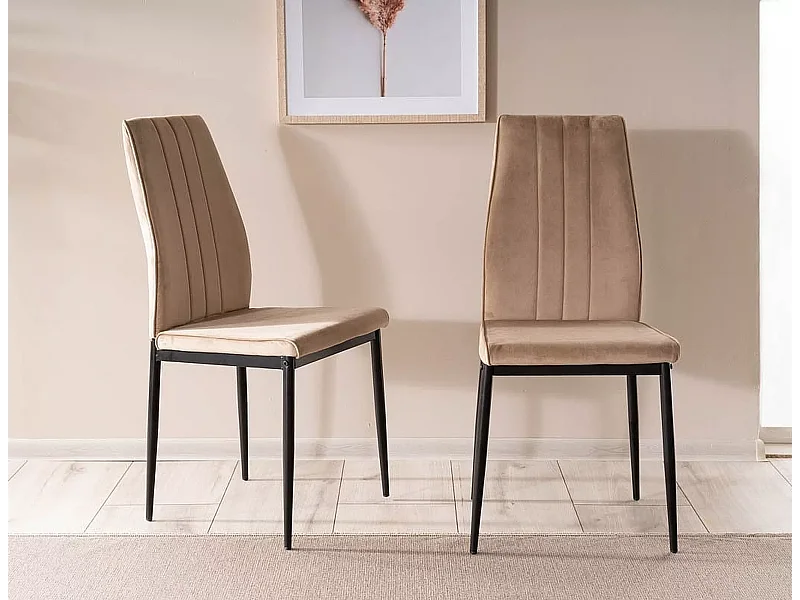 Chaise Atom Velours/Tissu Métal/Beige