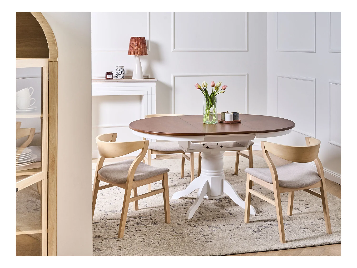 Table de salle à manger extensible AKRON Frêne marron 106/150 cm 106 cm Bois