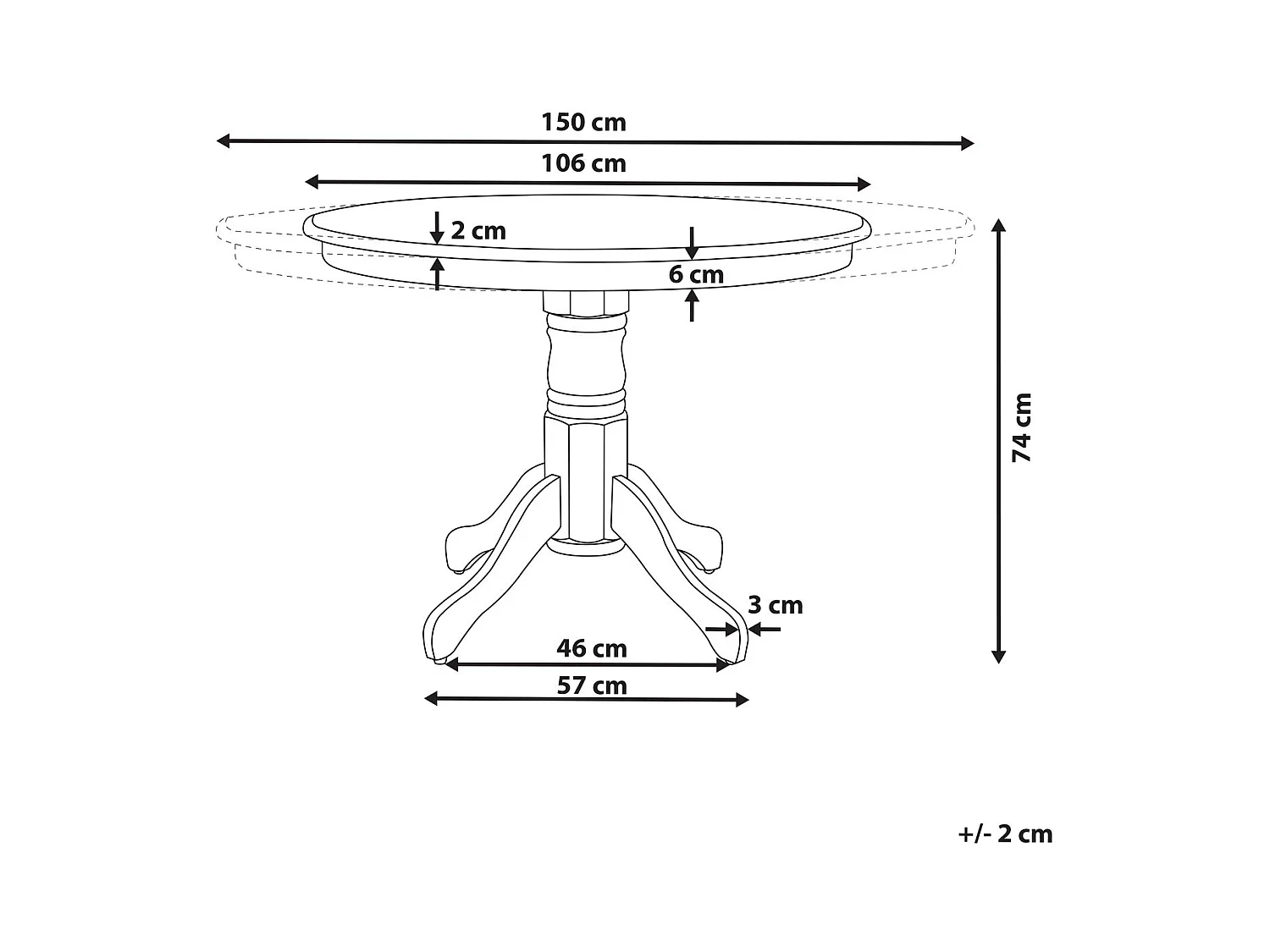 Table de salle à manger extensible AKRON Frêne marron 106/150 cm 106 cm Bois