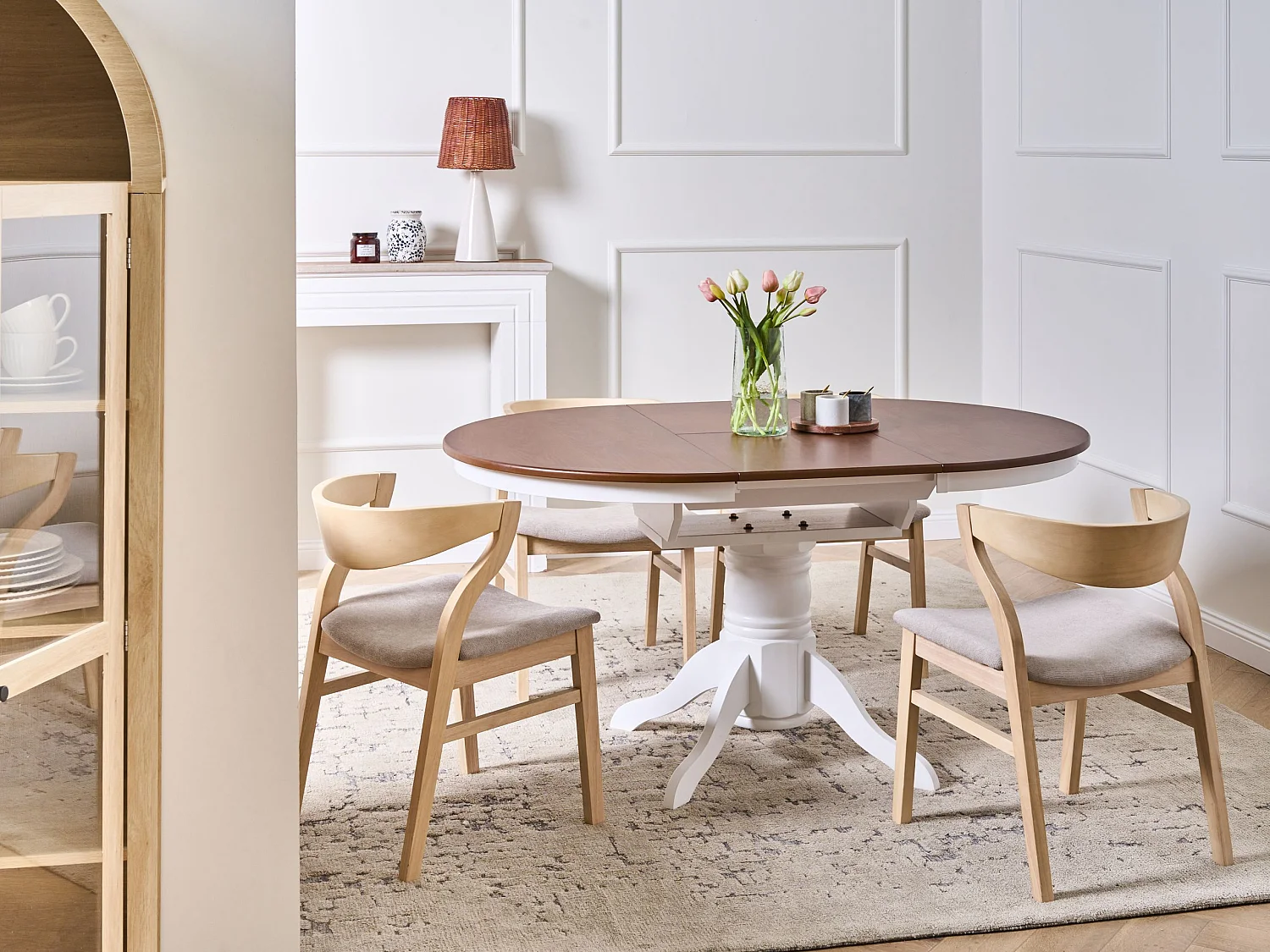 Table de salle à manger extensible AKRON Frêne marron 106/150 cm 106 cm Bois