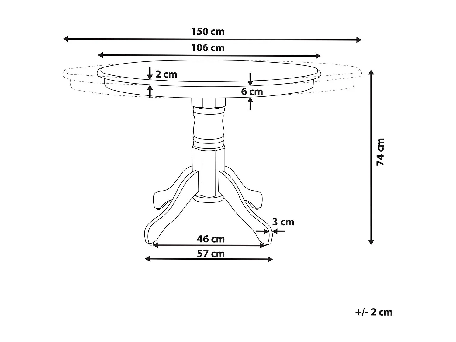 Table de salle à manger extensible AKRON Frêne marron 106/150 cm 106 cm Bois