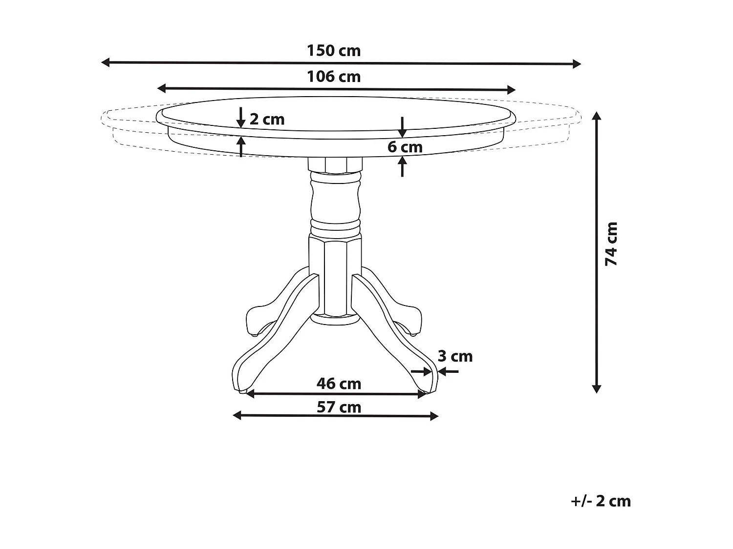 Table de salle à manger extensible AKRON Frêne marron 106 cm Bois 106/150 cm
