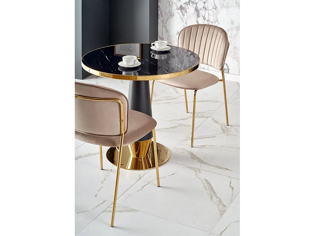 Tavolo da pranzo Molina (o60x74)/Ceramica/Nero e Oro