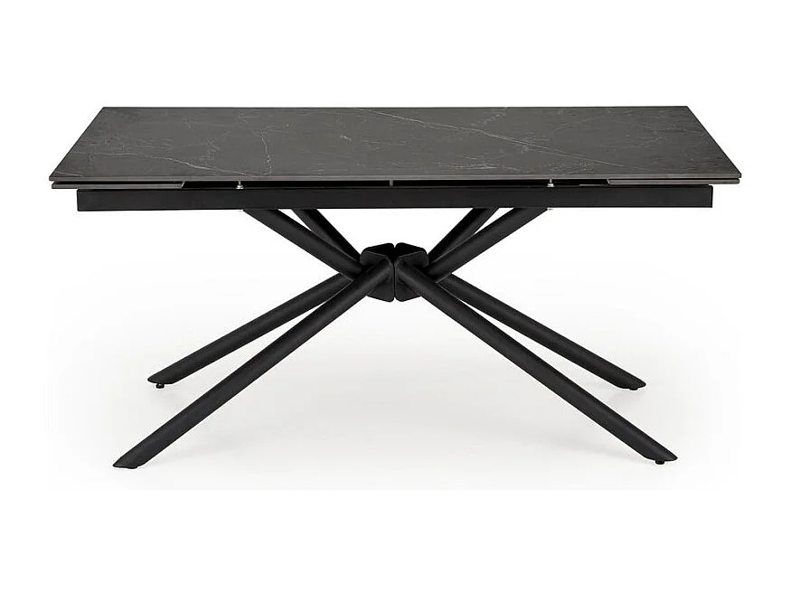 Esstisch Vitorino (90x160-220)/Erweiterbar/Gesinternter Stein/Schwarz