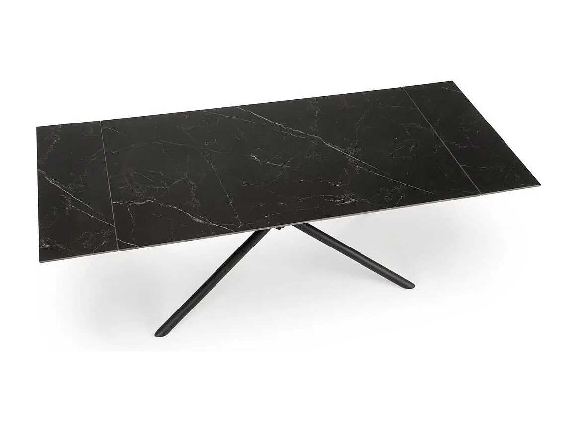 Esstisch Vitorino (90x160-220)/Erweiterbar/Gesinternter Stein/Schwarz