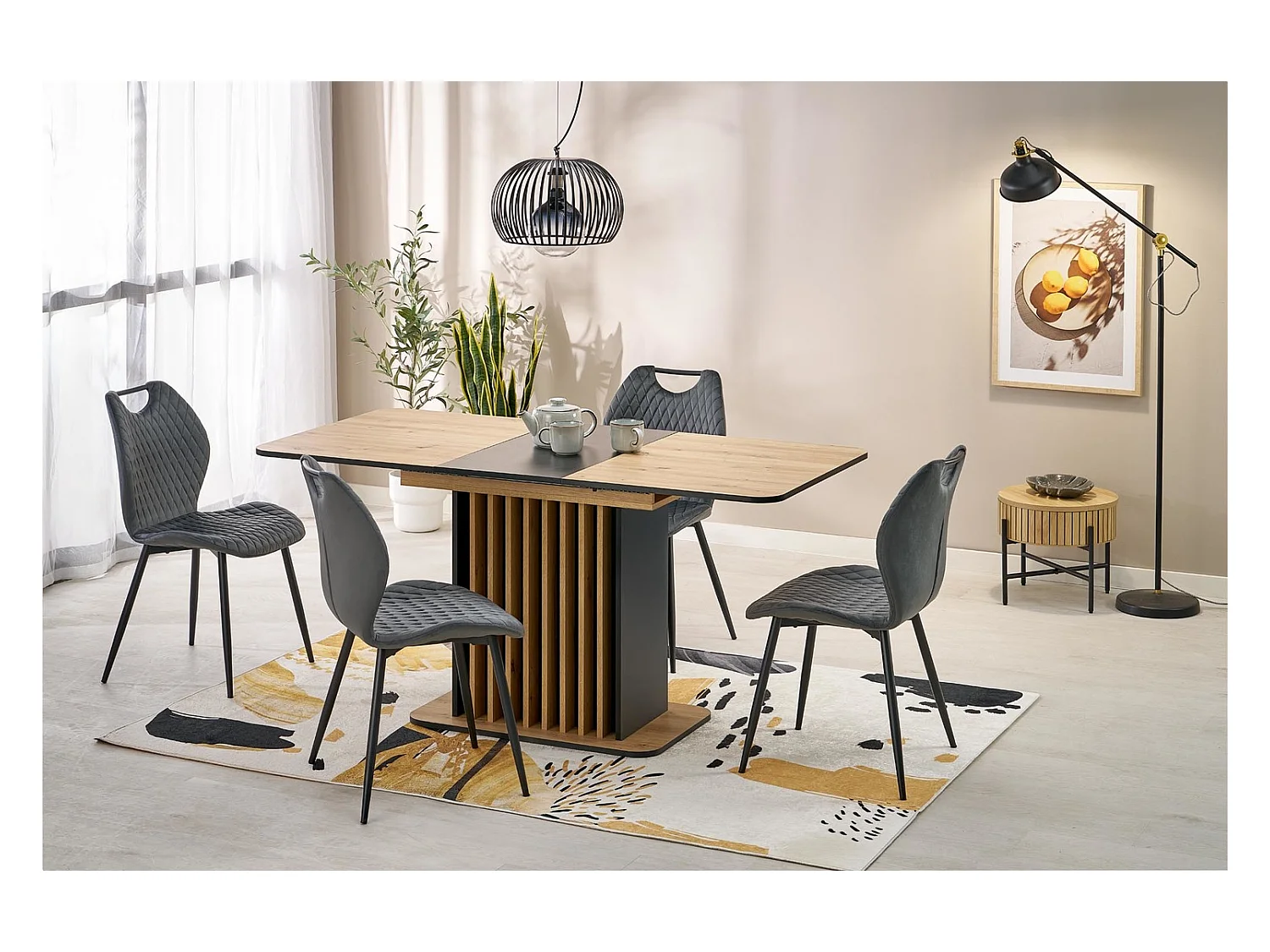 Esstisch Wilsson (77x120-158)/Erweiterbar/Möbelplatte/Braun&Schwarz