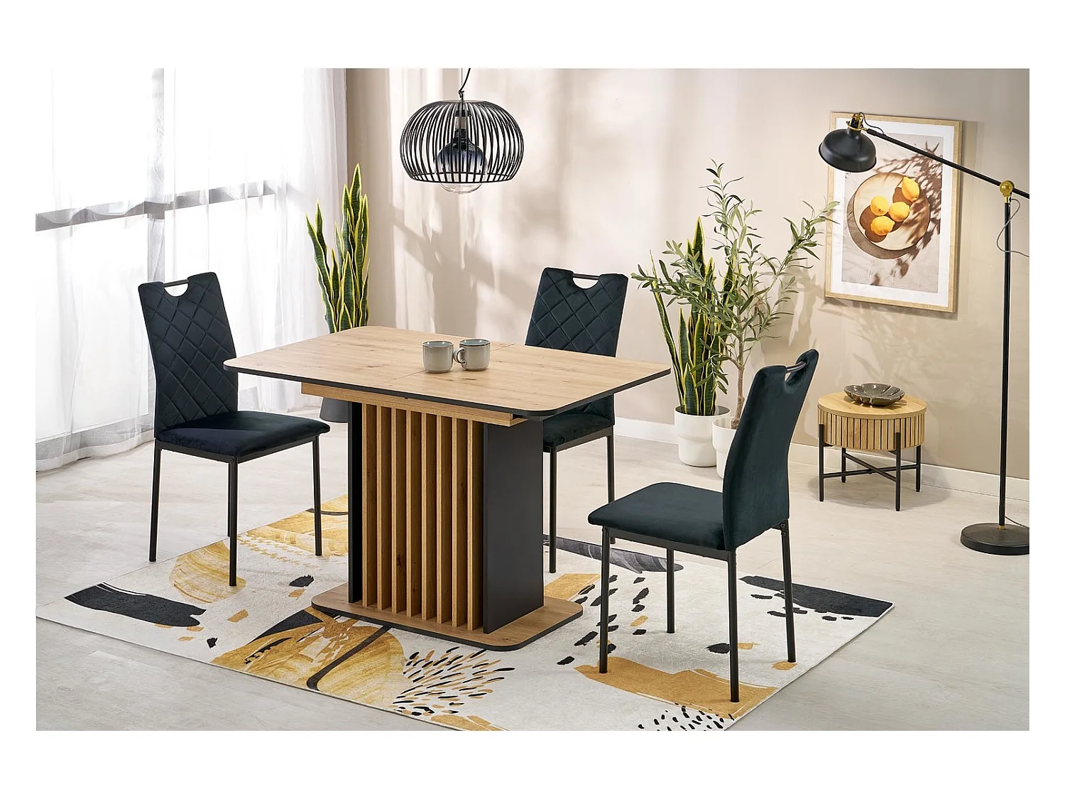 Esstisch Wilsson (77x120-158)/Erweiterbar/Möbelplatte/Braun&Schwarz