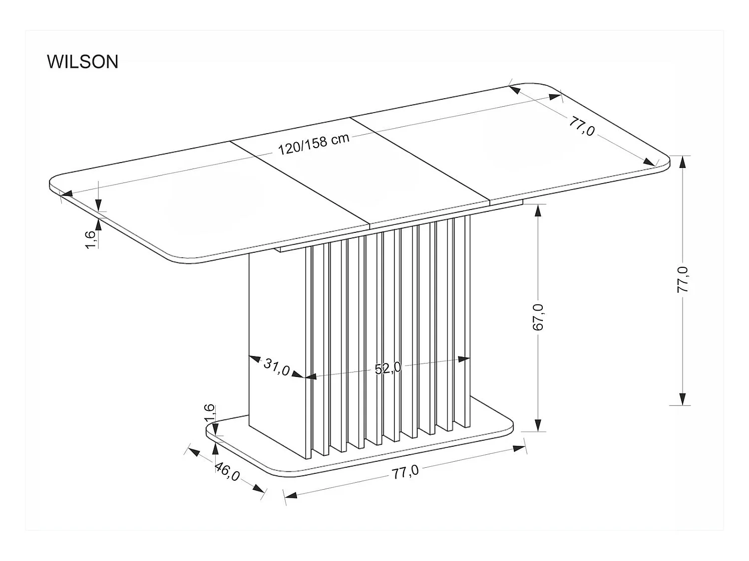 Esstisch Wilsson (77x120-158)/Erweiterbar/Möbelplatte/Braun&Schwarz