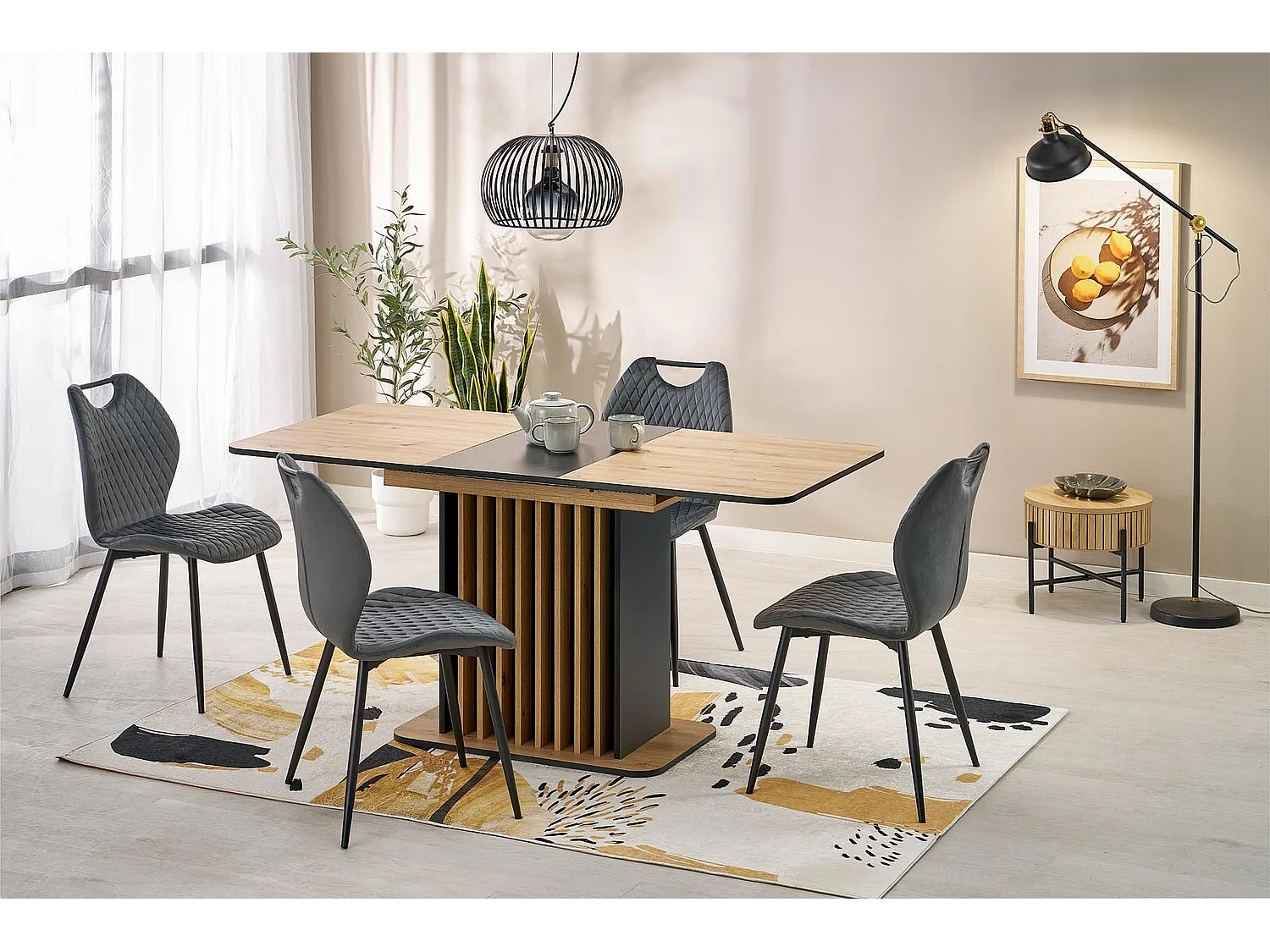 Esstisch Wilsson (77x120-158)/Erweiterbar/Möbelplatte/Braun&Schwarz