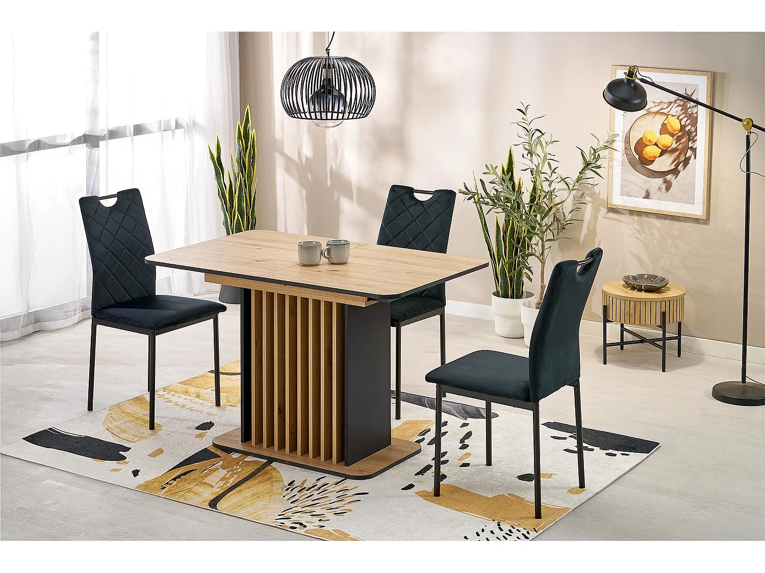 Esstisch Wilsson (77x120-158)/Erweiterbar/Möbelplatte/Braun&Schwarz