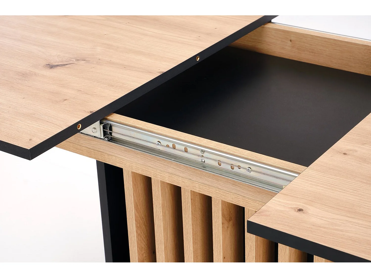 Esstisch Wilsson (77x120-158)/Erweiterbar/Möbelplatte/Braun&Schwarz