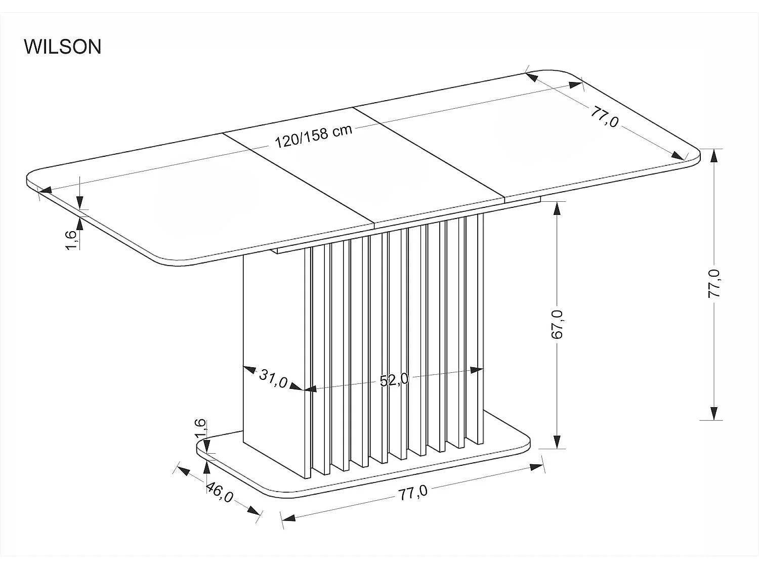 Esstisch Wilsson (77x120-158)/Erweiterbar/Möbelplatte/Braun&Schwarz