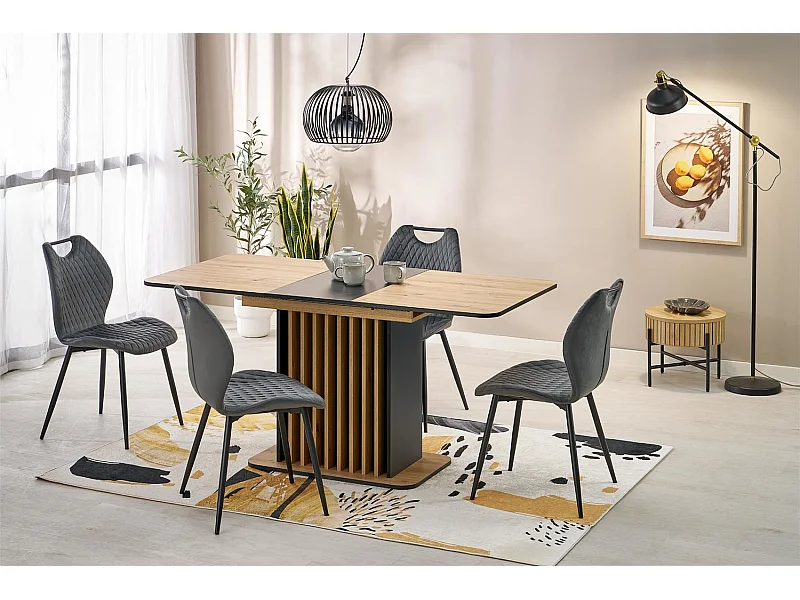 Esstisch Wilsson (77x120-158)/Erweiterbar/Möbelplatte/Braun&Schwarz