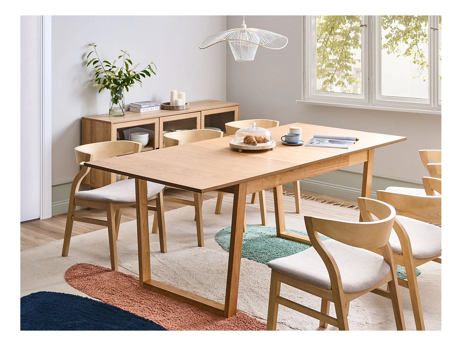 Table de salle à manger extensible CAMDEN Frêne clair 160/200 cm 95 cm