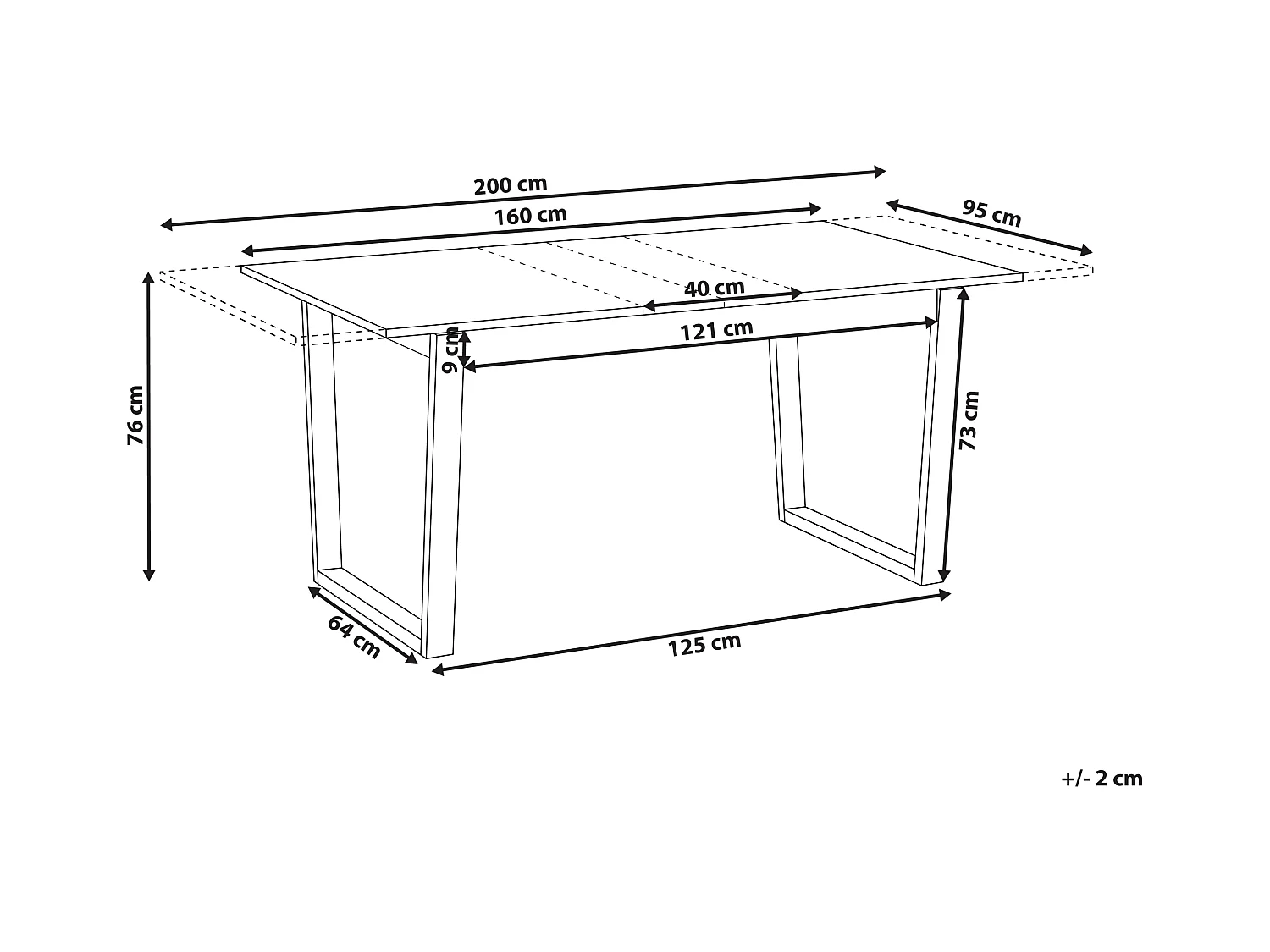 Table de salle à manger extensible CAMDEN Frêne clair 160/200 cm 95 cm