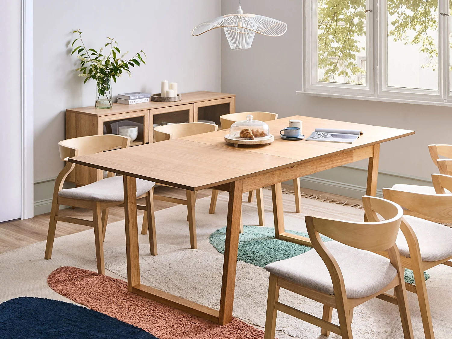 Table de salle à manger extensible CAMDEN Frêne clair 160/200 cm 95 cm