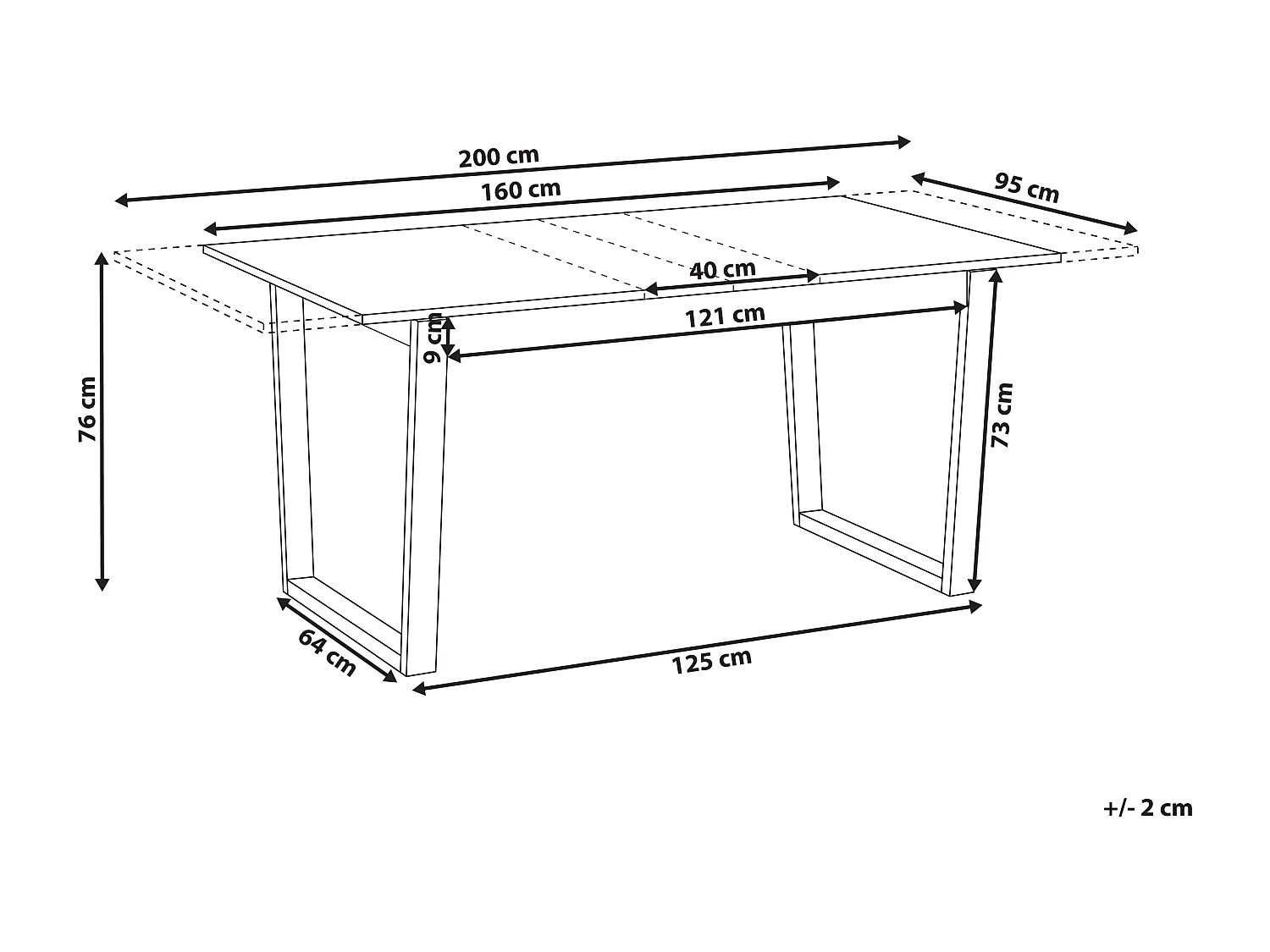 Table de salle à manger extensible CAMDEN Frêne clair 160/200 cm 95 cm