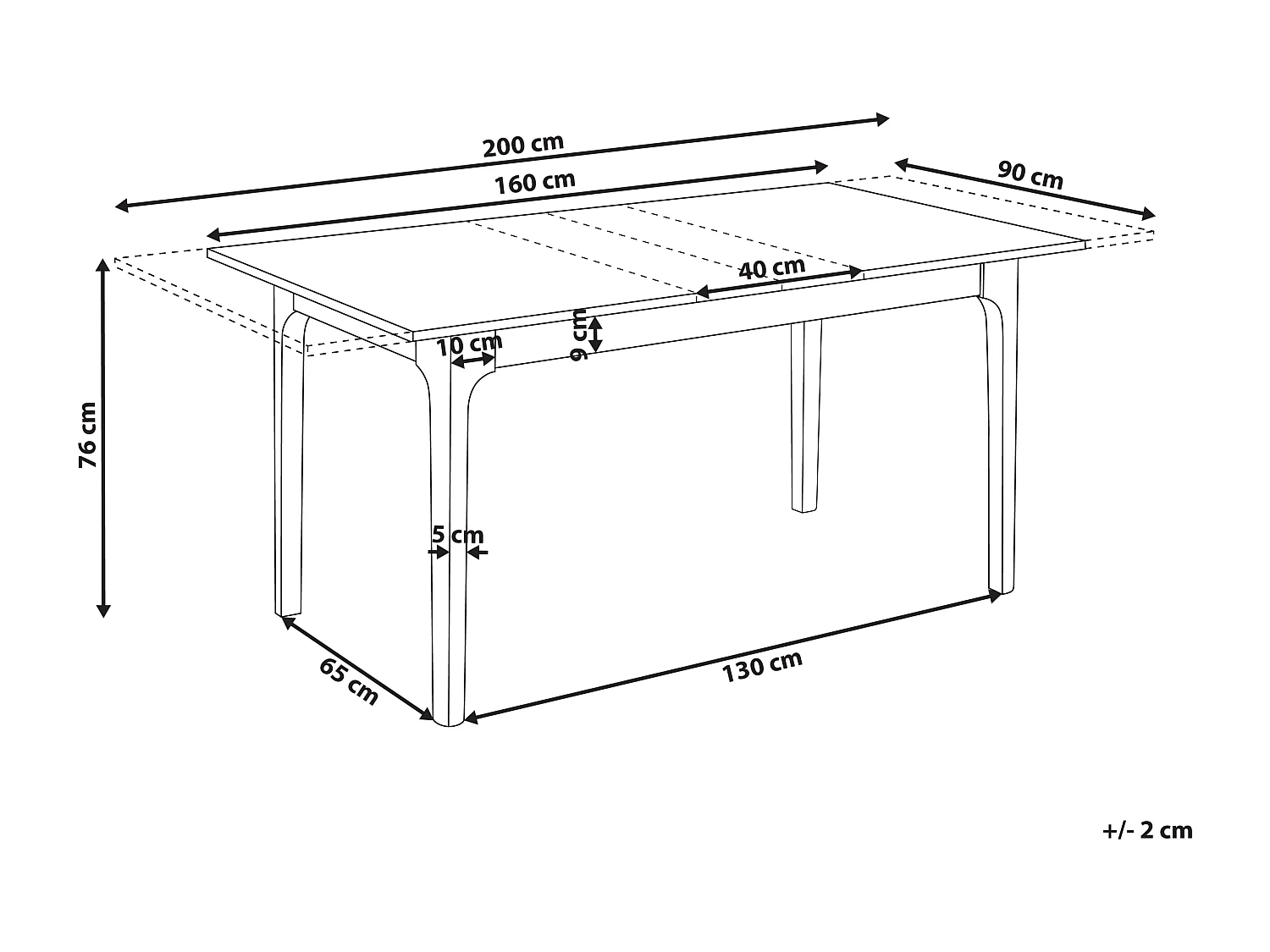 Table de salle à manger extensible DELMAS Frêne clair 160/200 cm 90 cm