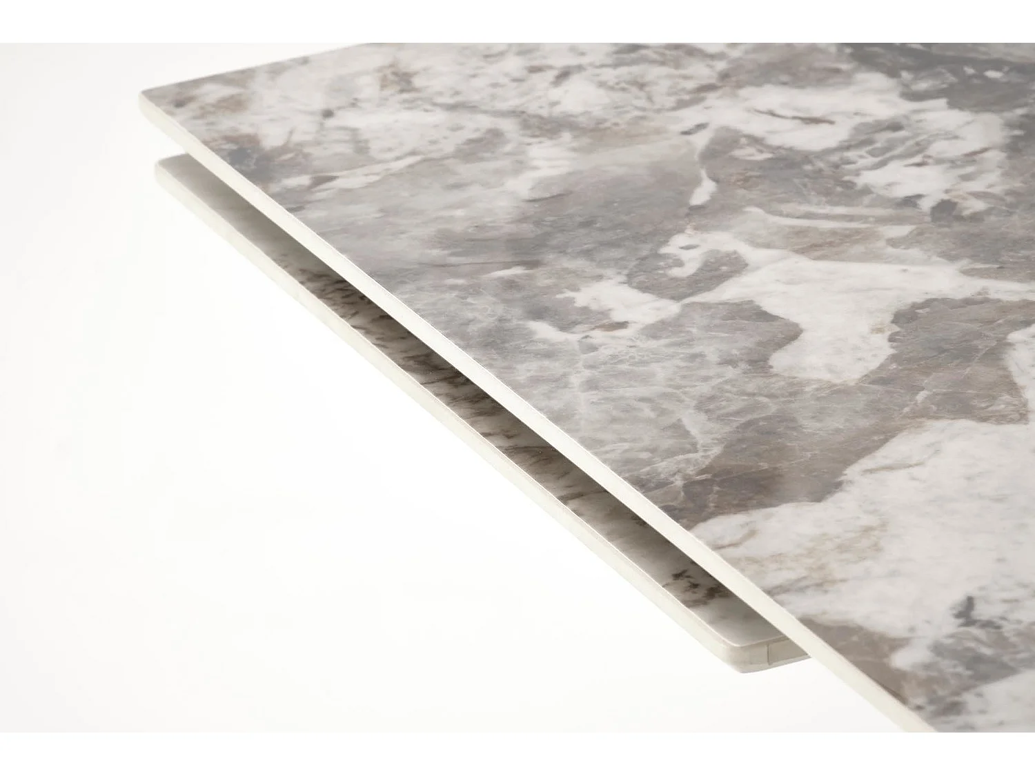 Table à manger Fernando (90x160-240)/Extensible/Céramique/Noir et Gris